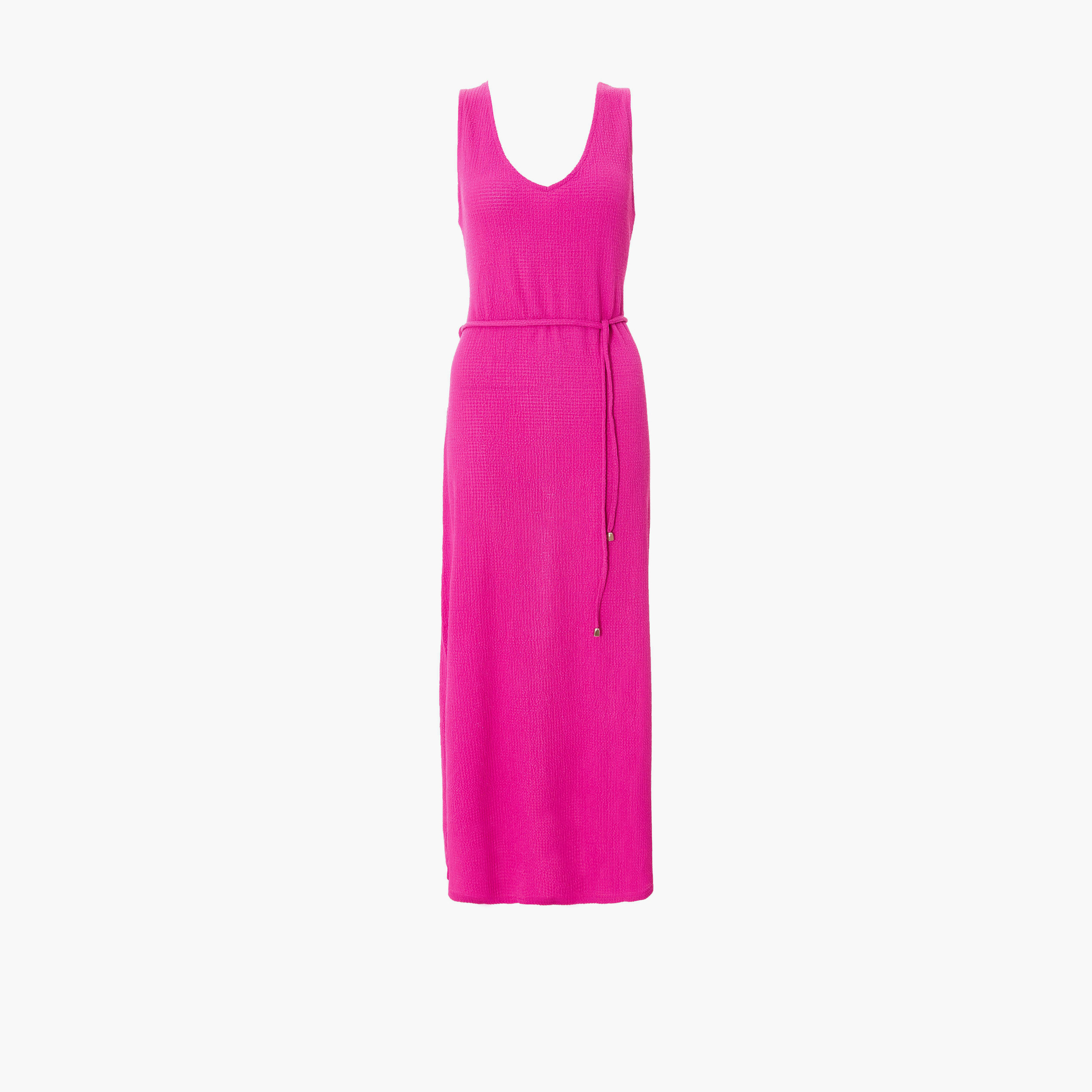 كويز-  فستان بطول متوسط (ميداكسي) أرجواني بفتحة رقبة على شكل حرف V مع حزام برباط-women-clothing-dresses-image-4