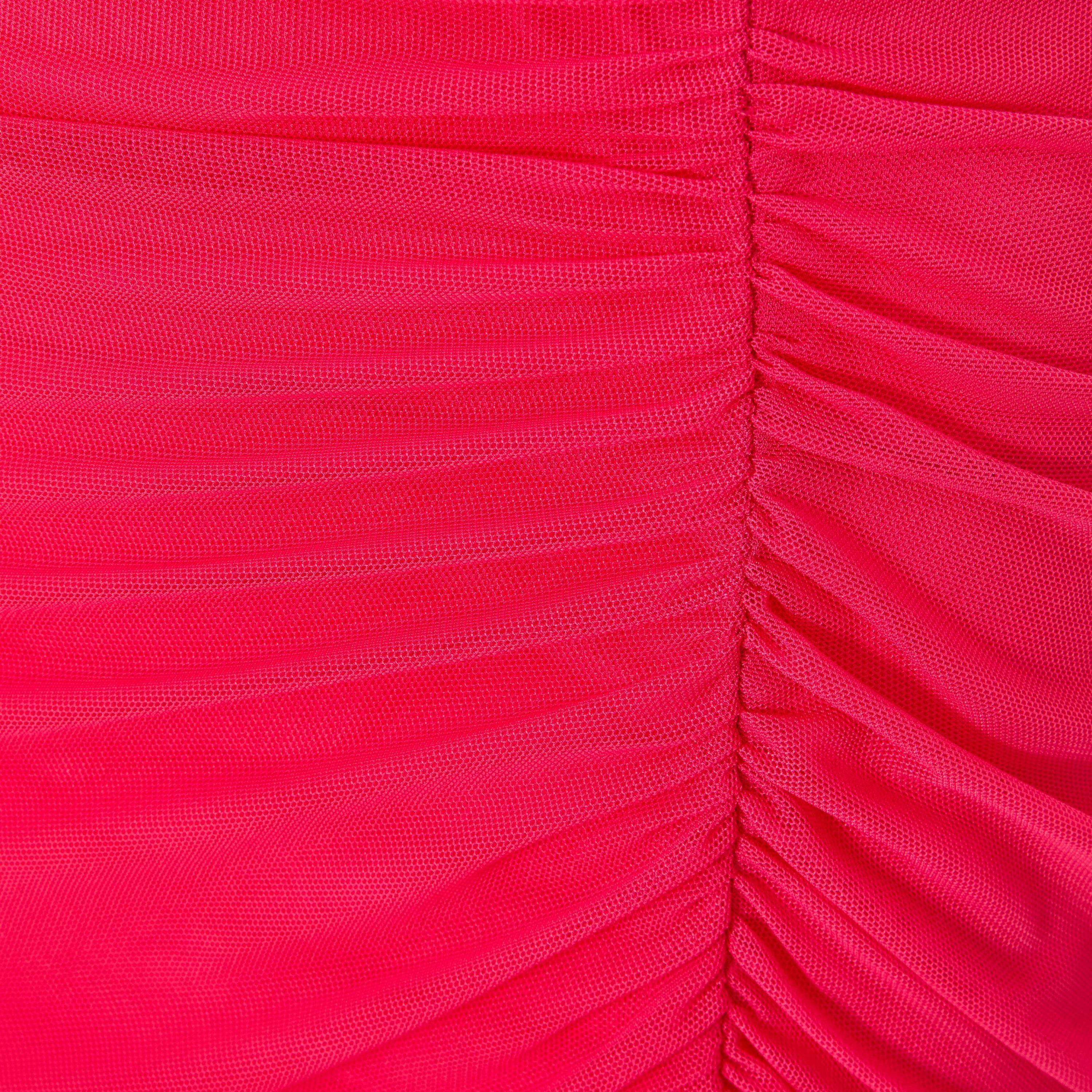 Quiz Ruched Mesh Slit Pink Women Midaxi Dress-women-clothing-dresses-image-4