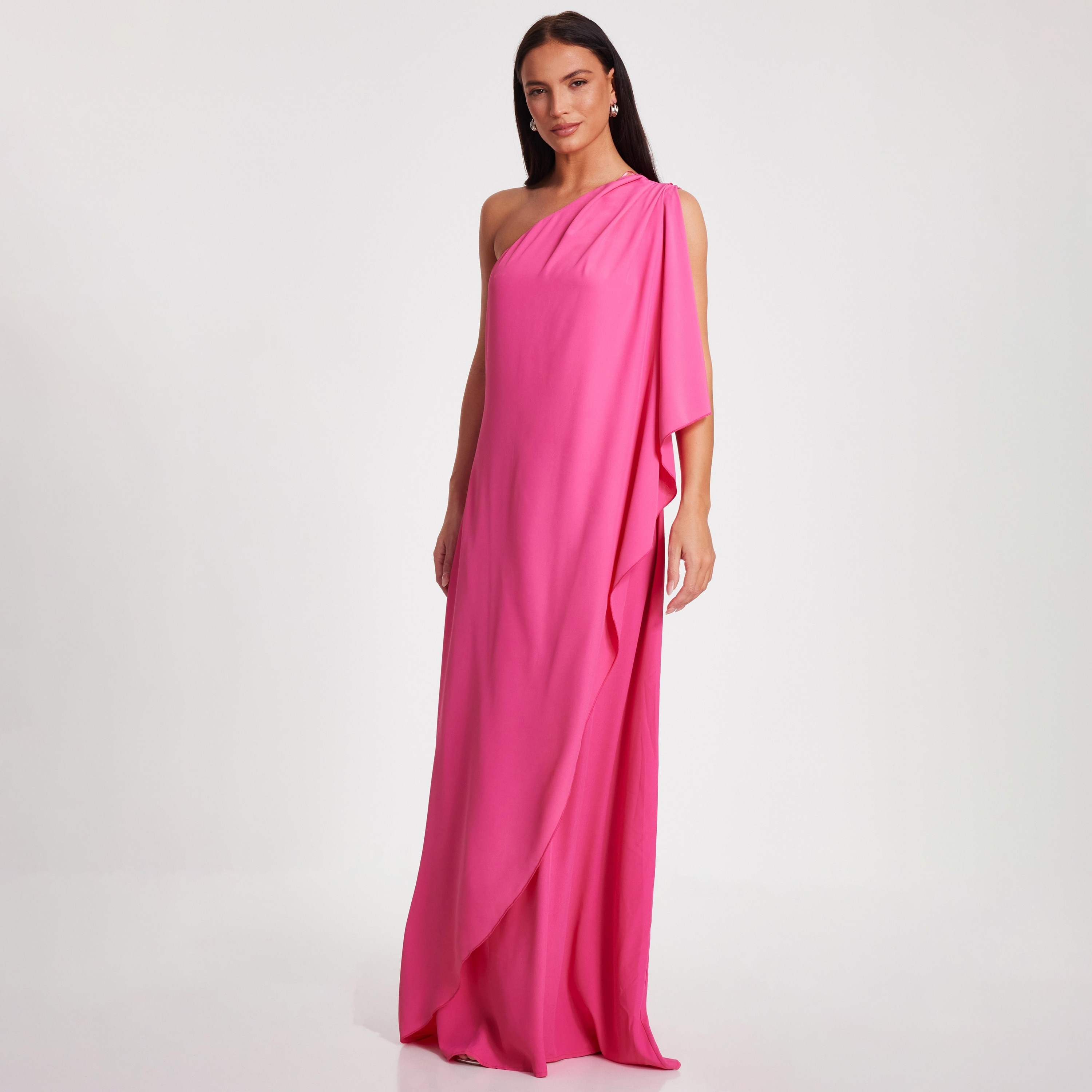 فستان ماكسي نسائي من الكريب بكتف واحد بلون أرجواني من كويز-women-clothing-dresses-image-1