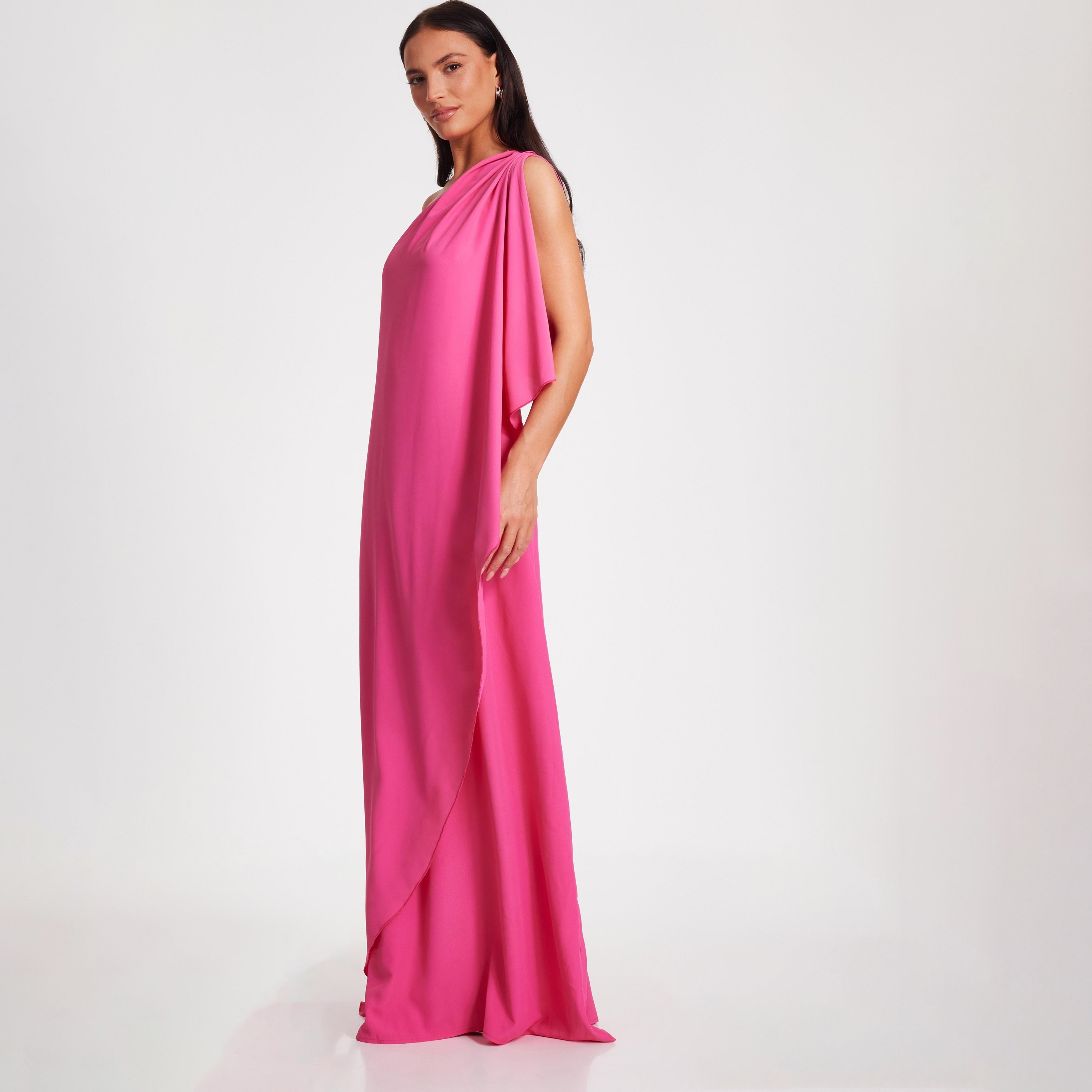 فستان ماكسي نسائي من الكريب بكتف واحد بلون أرجواني من كويز-women-clothing-dresses-image-2