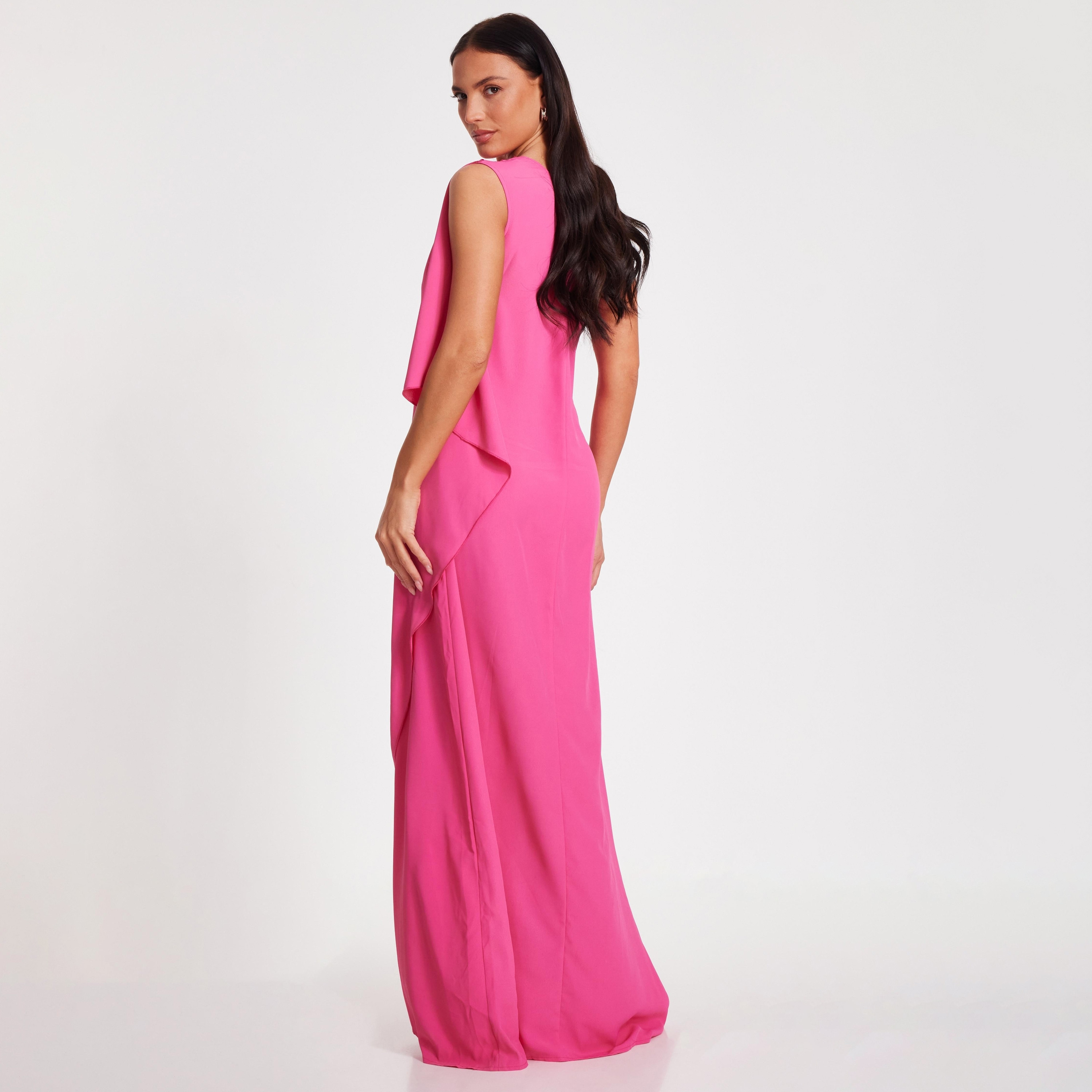 فستان ماكسي نسائي من الكريب بكتف واحد بلون أرجواني من كويز-women-clothing-dresses-image-3