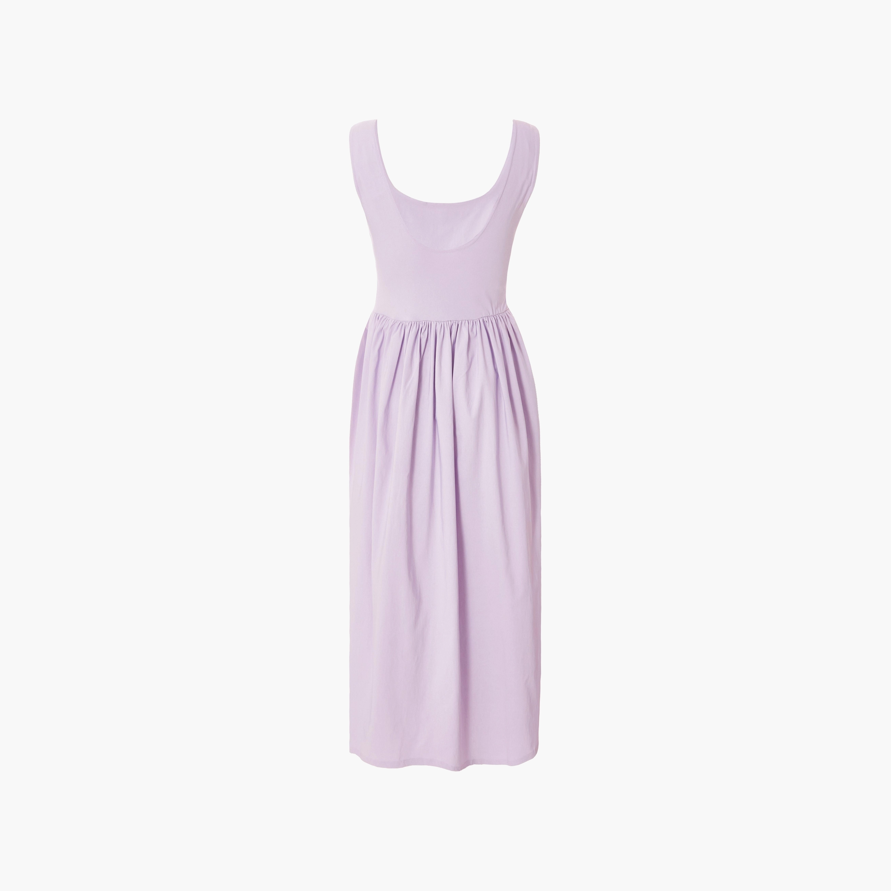 فستان بنغالين نسائي متوسط الطول أرجواني فاتح بفتحة رقبة مربعة من كويز-women-clothing-dresses-image-6