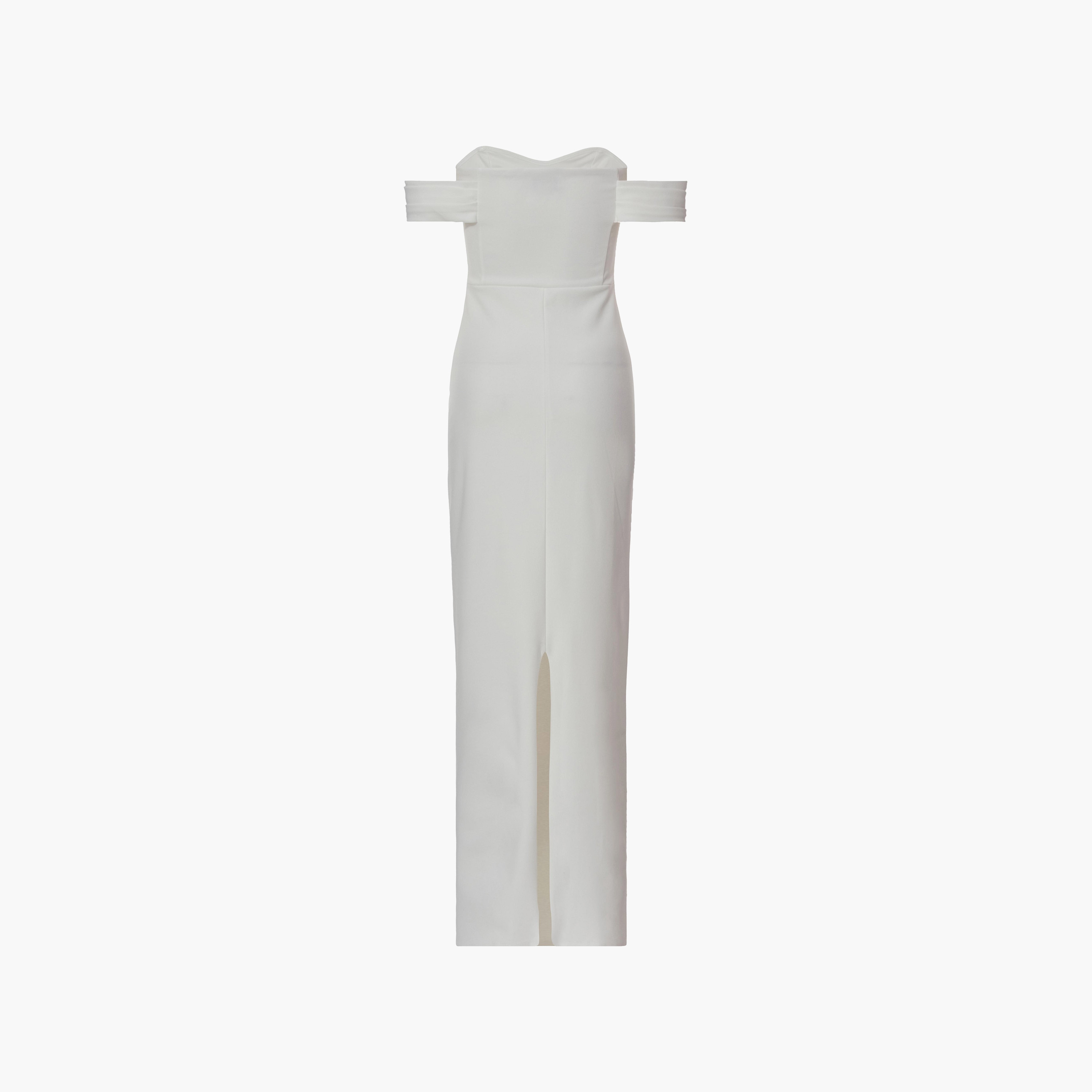 Quiz Scuba Crepe Bardot Neck Corset White Women's Maxi Dress-women-clothing-dresses-image-6