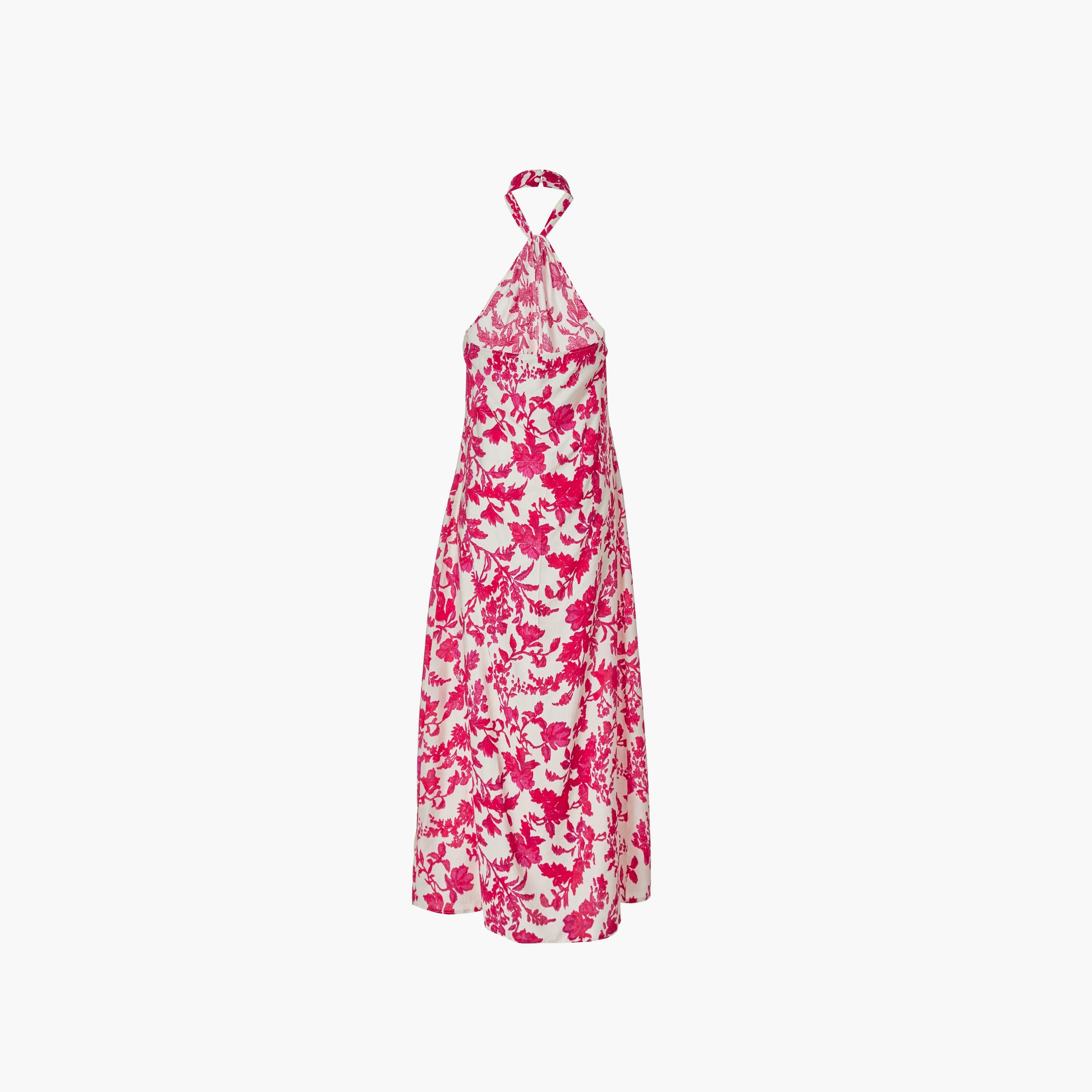 Quiz Magenta Floral Crepe Halter Neck Womens Top-women-clothing-shirtsandblouses-blouses-image-7