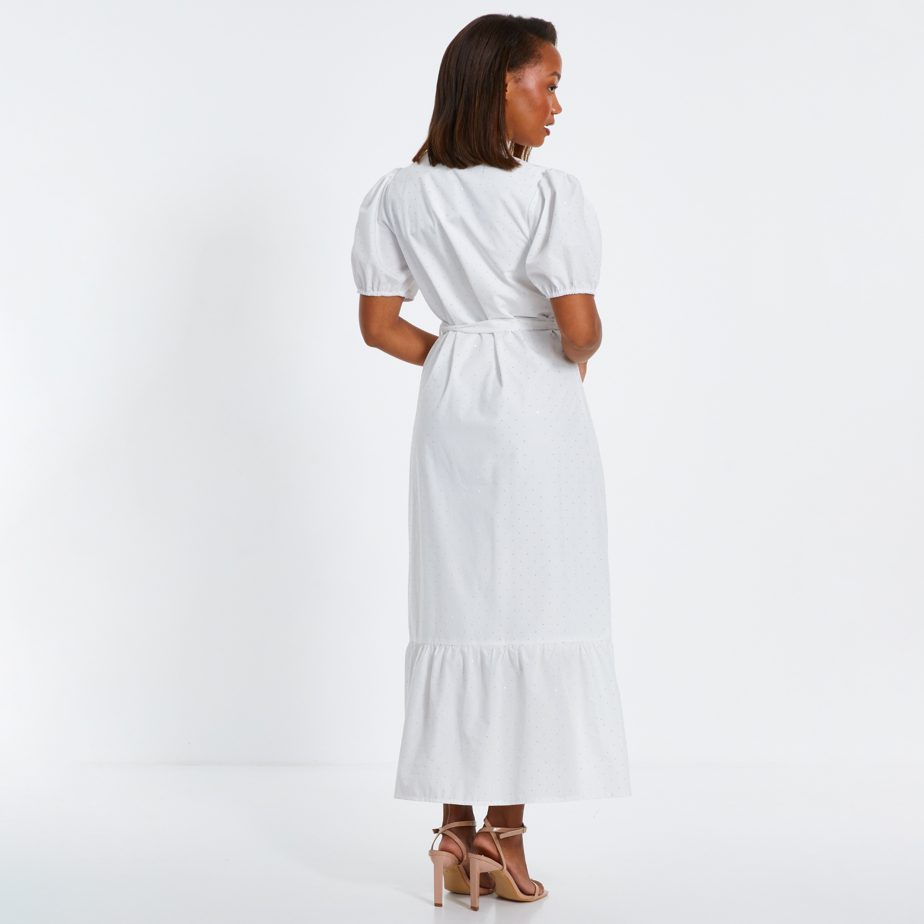 فستان نسائي ماكسي أبيض بأكمام منفوخة هوتفيكس من كويز-women-clothing-dresses-image-3