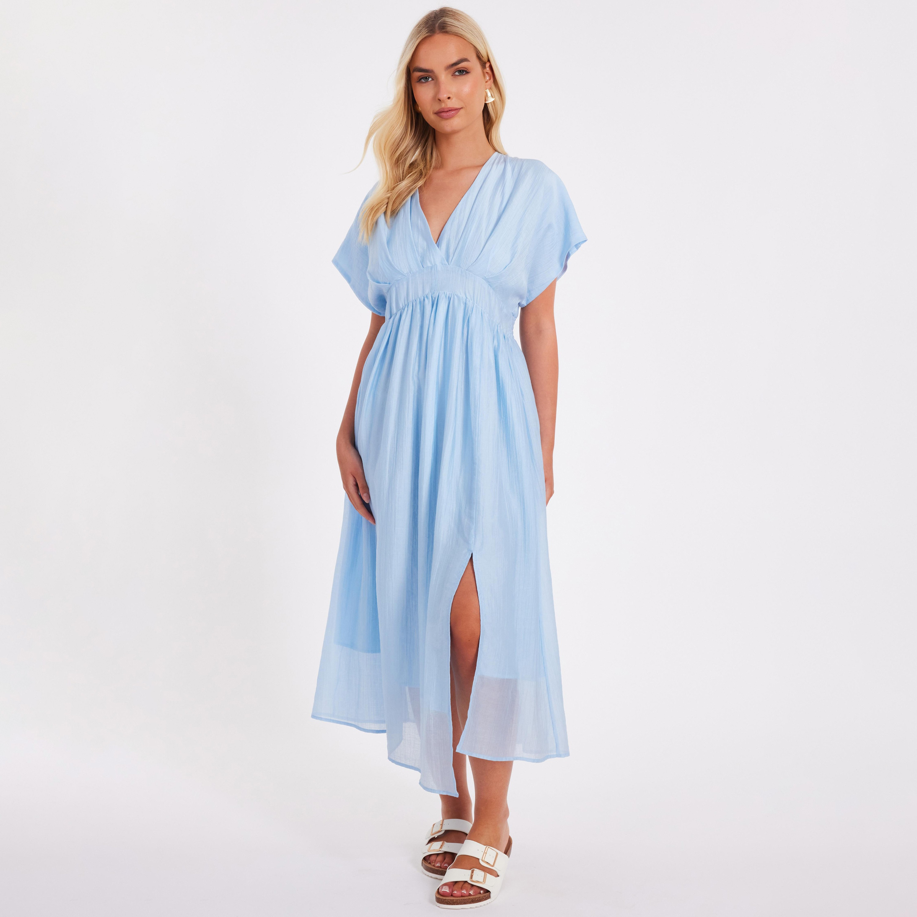 فستان متوسط الطول أزرق اللون للنساء من كويز-women-clothing-dresses-image-6