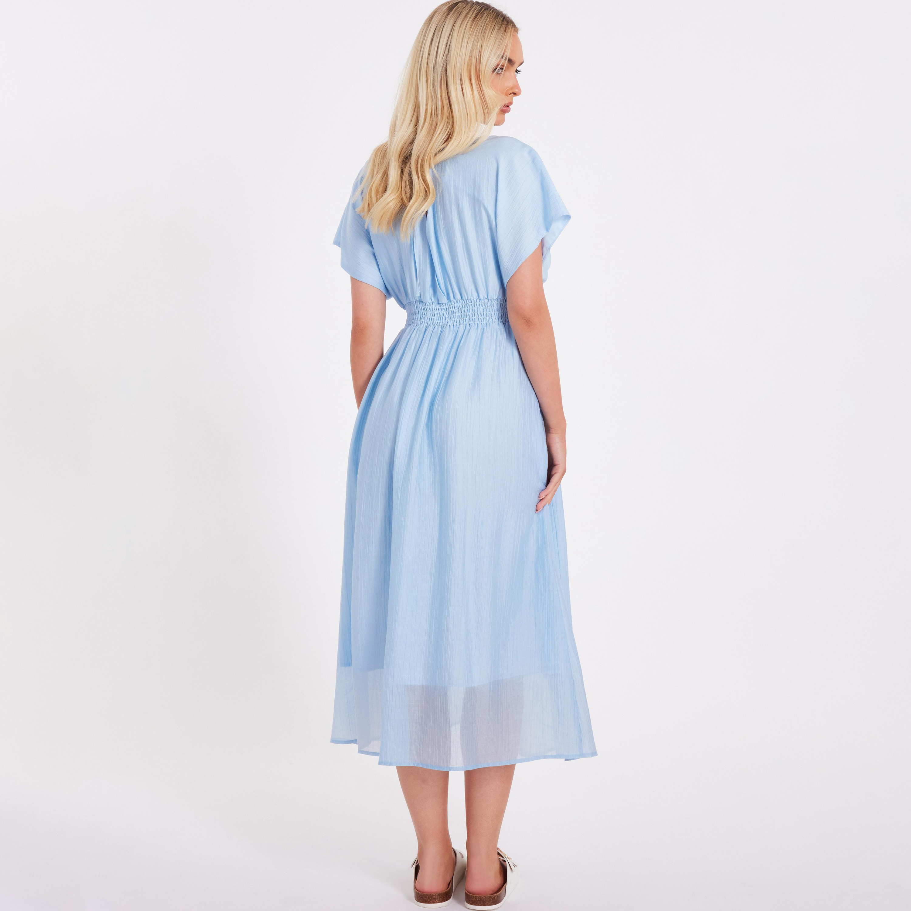 فستان متوسط الطول أزرق اللون للنساء من كويز-women-clothing-dresses-image-4