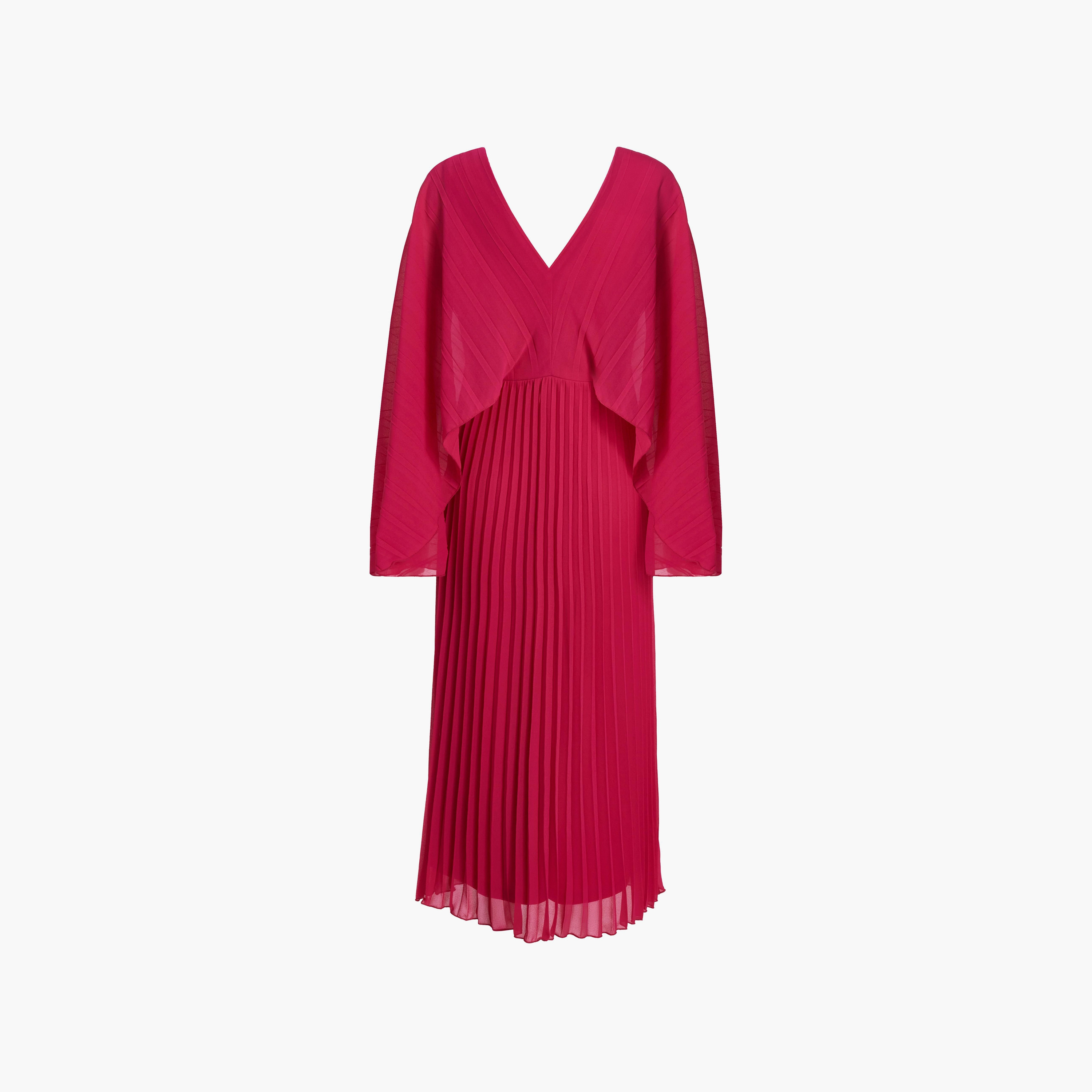 Quiz Chiffon Cape Sleeves Pleated Women's Midi Dress-women-clothing-dresses-image-6