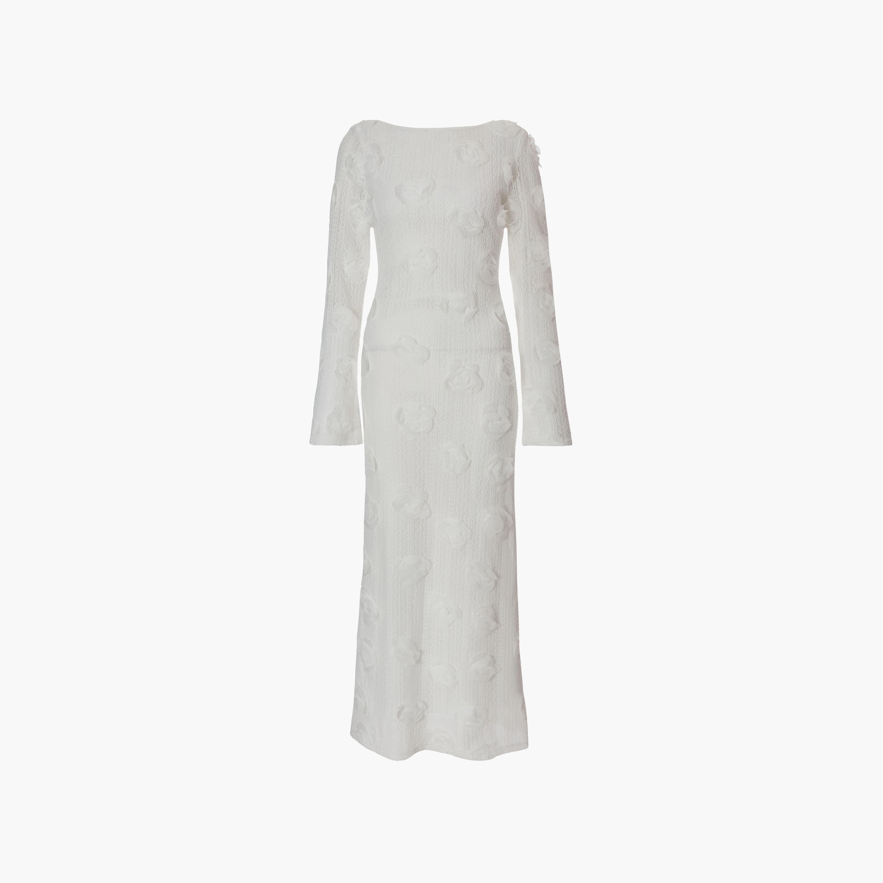فستان سهرة طويل مزين بالزهور باللون الأبيض ثلاثي الأبعاد من Quiz-women-clothing-dresses-image-5