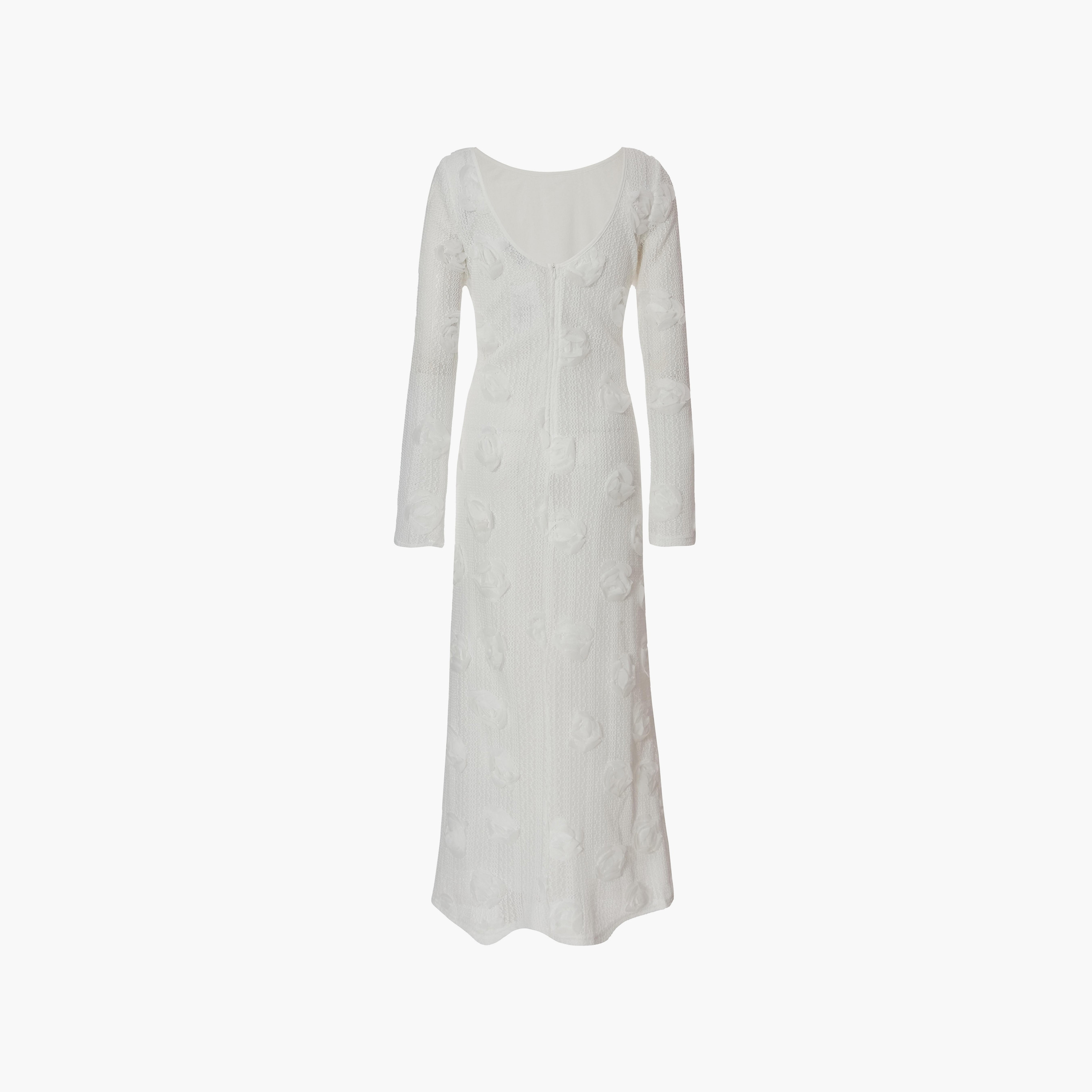 فستان سهرة طويل مزين بالزهور باللون الأبيض ثلاثي الأبعاد من Quiz-women-clothing-dresses-image-6