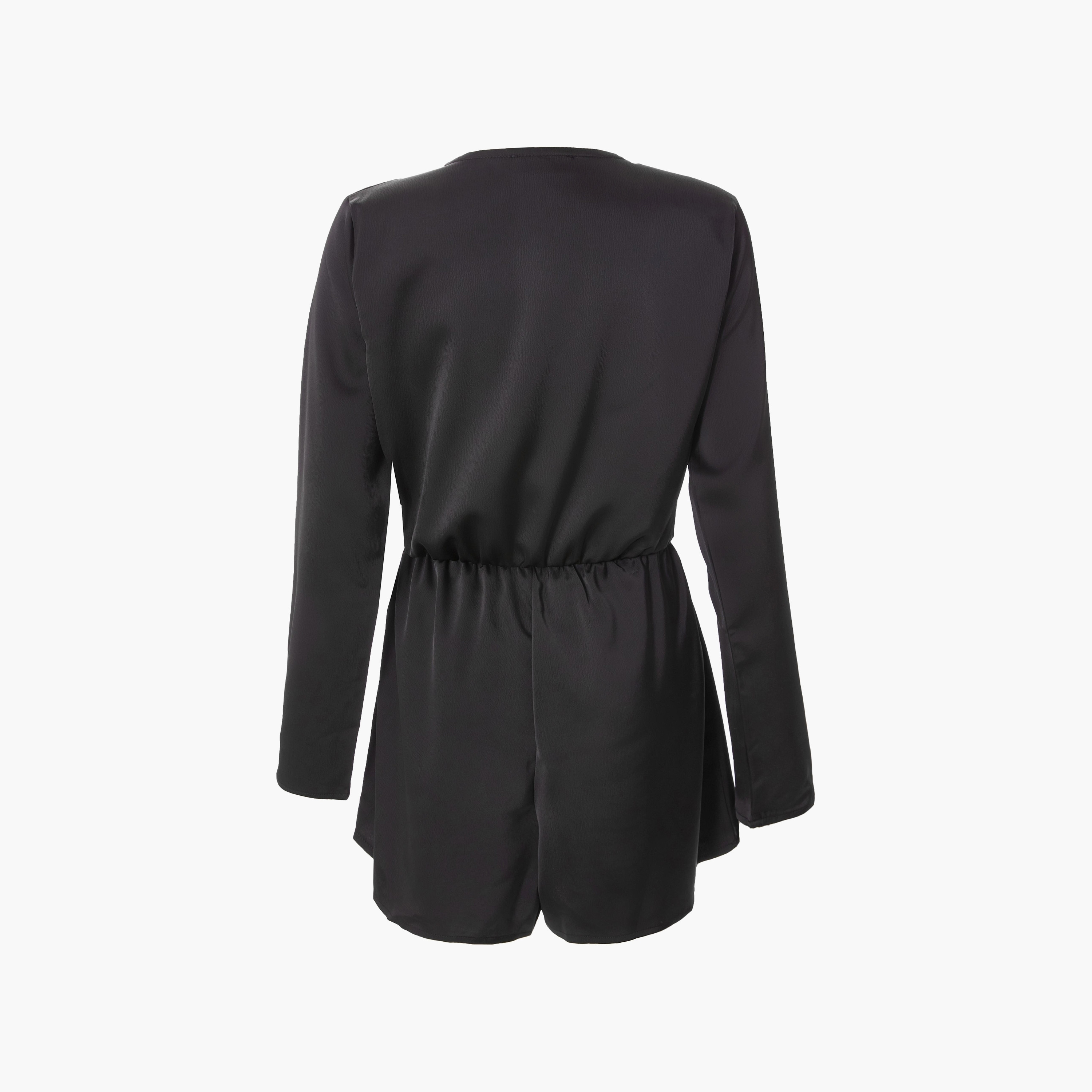 Quiz Satin Wrap Black Women Playsuit-women-clothing-jumpsuits-image-6