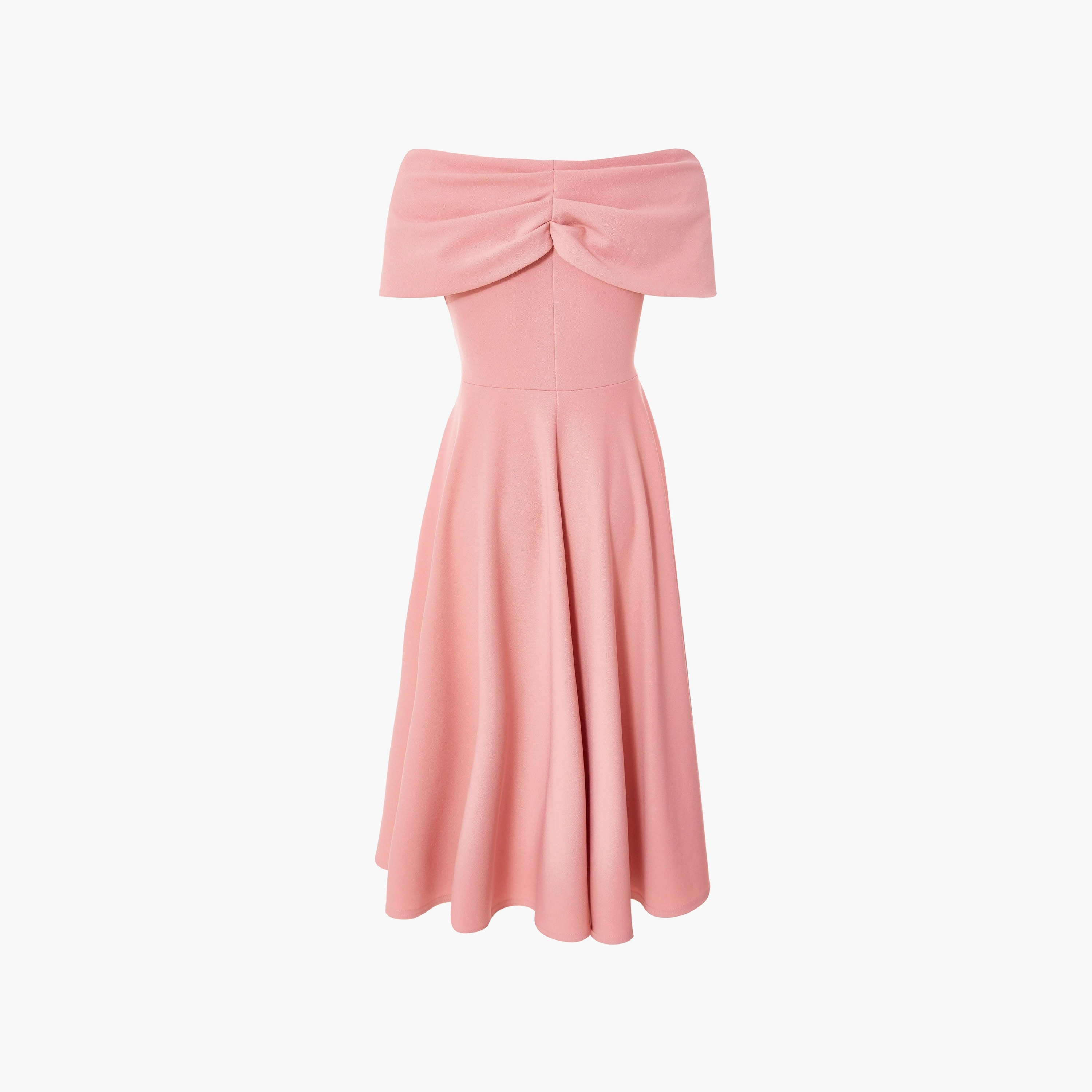 Quiz Scuba Crepe Bardot Wrap Skater Blush Women Midi Dress-women-clothing-dresses-image-6