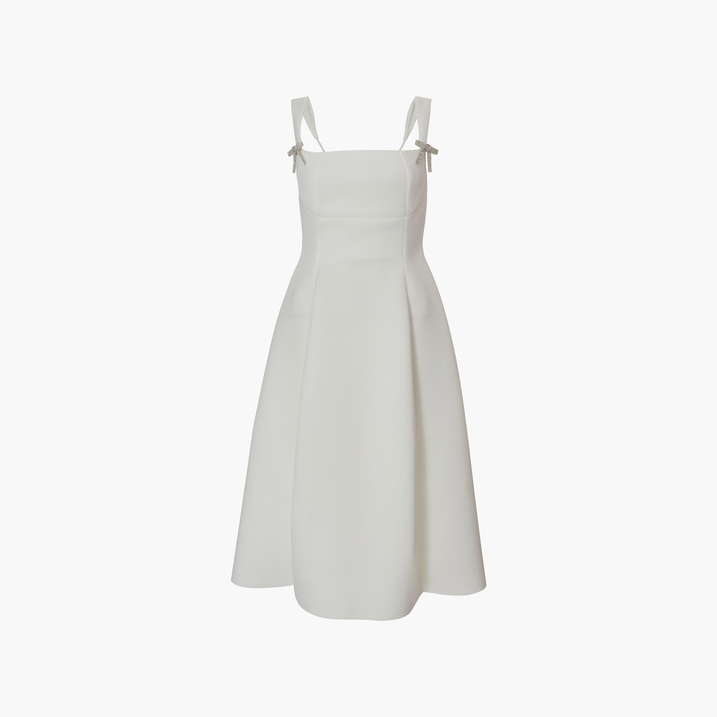 فستان نسائي متوسط الطول مصنوع من قماش الكريب سكوبا بياقة مربعة من كويز-women-clothing-dresses-image-5