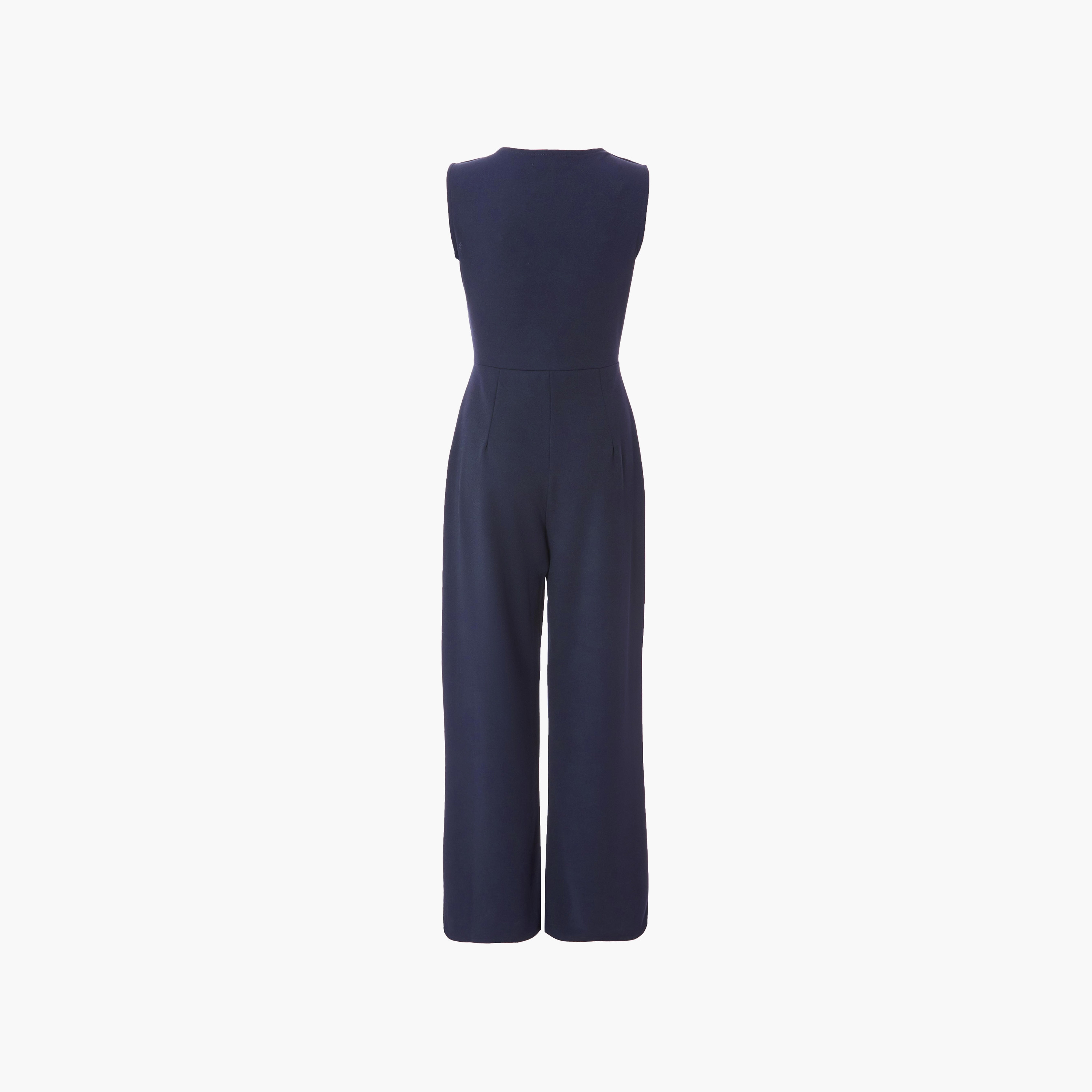 جمبسوت نسائي من قماش الكريب البحري بتفاصيل عقدة من كويز-women-clothing-jumpsuits-image-6