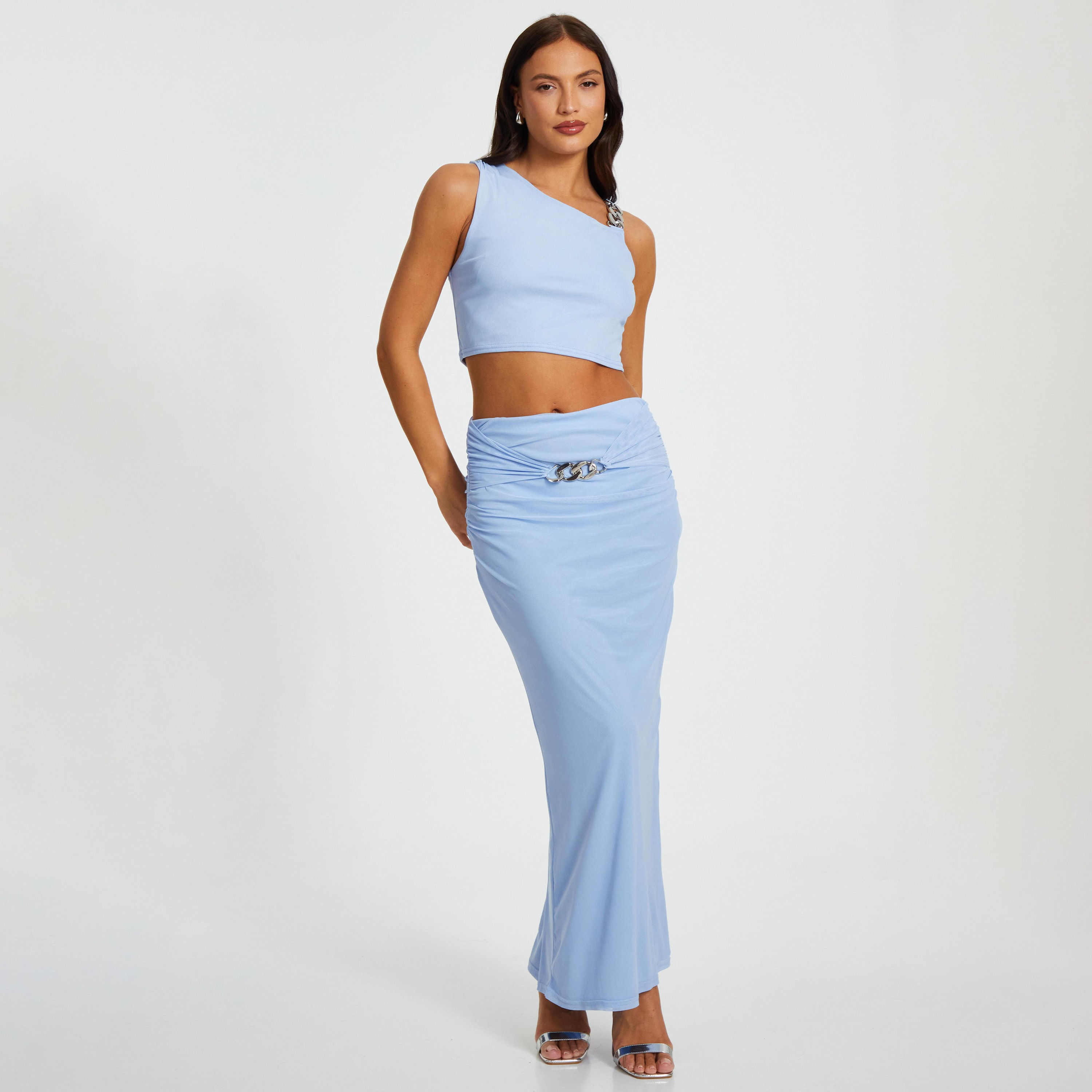 Quiz Blue Mesh One Shoulder Women's Crop Top-women-clothing-shirtsandblouses-blouses-image-2