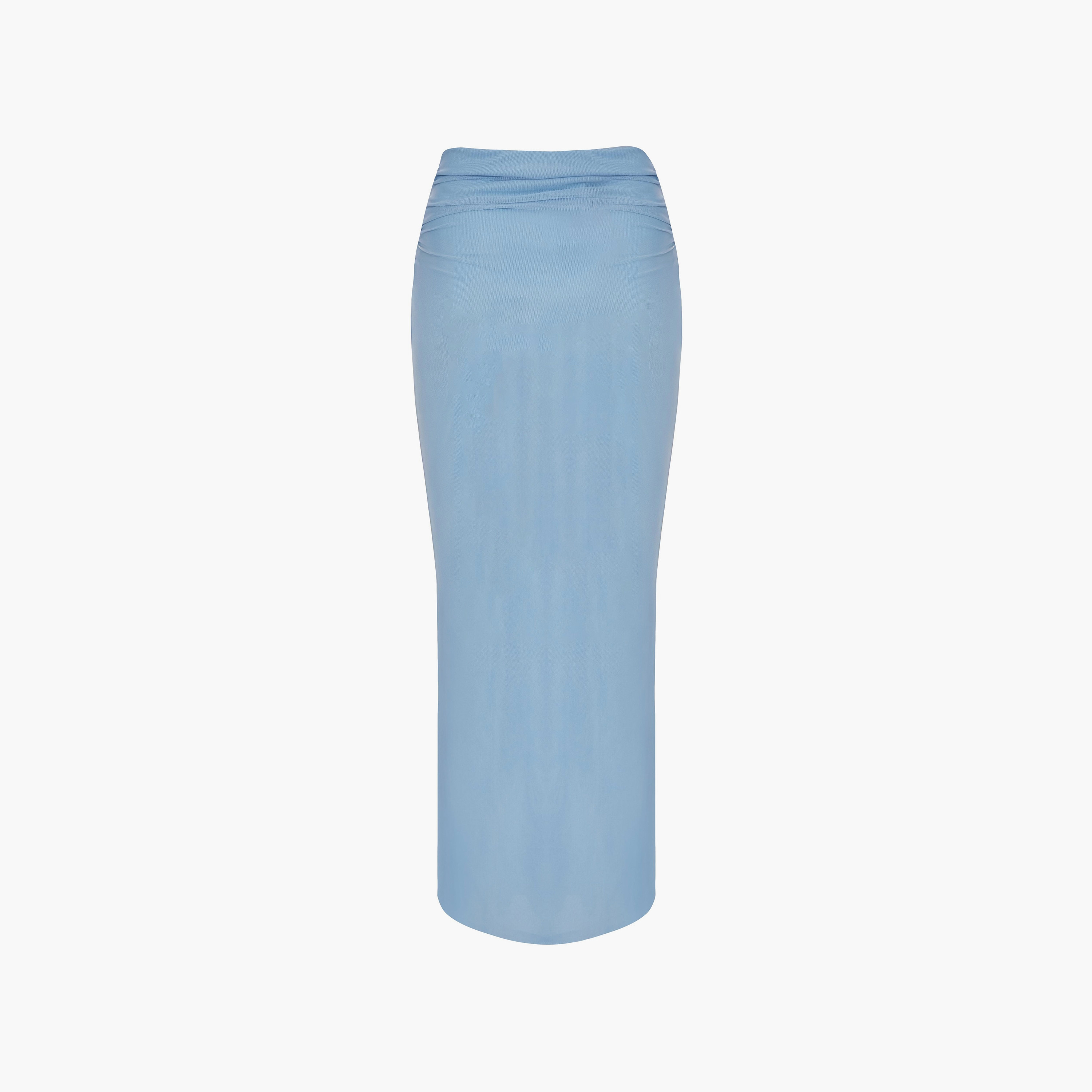 تنورة ماكسي نسائية بلون أزرق فاتح شبكي من كويز-women-clothing-bottoms-skirts-image-6