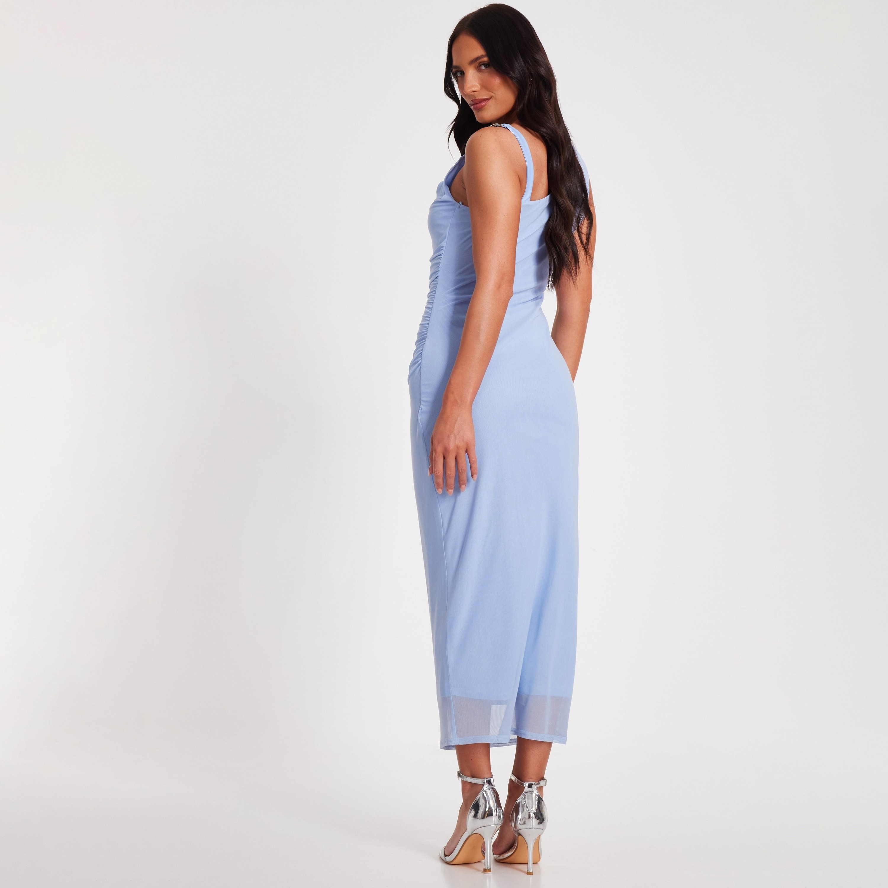 Quiz Ruched Mesh One Shoulder Pale Blue Women Midaxi Dress-women-clothing-dresses-image-3