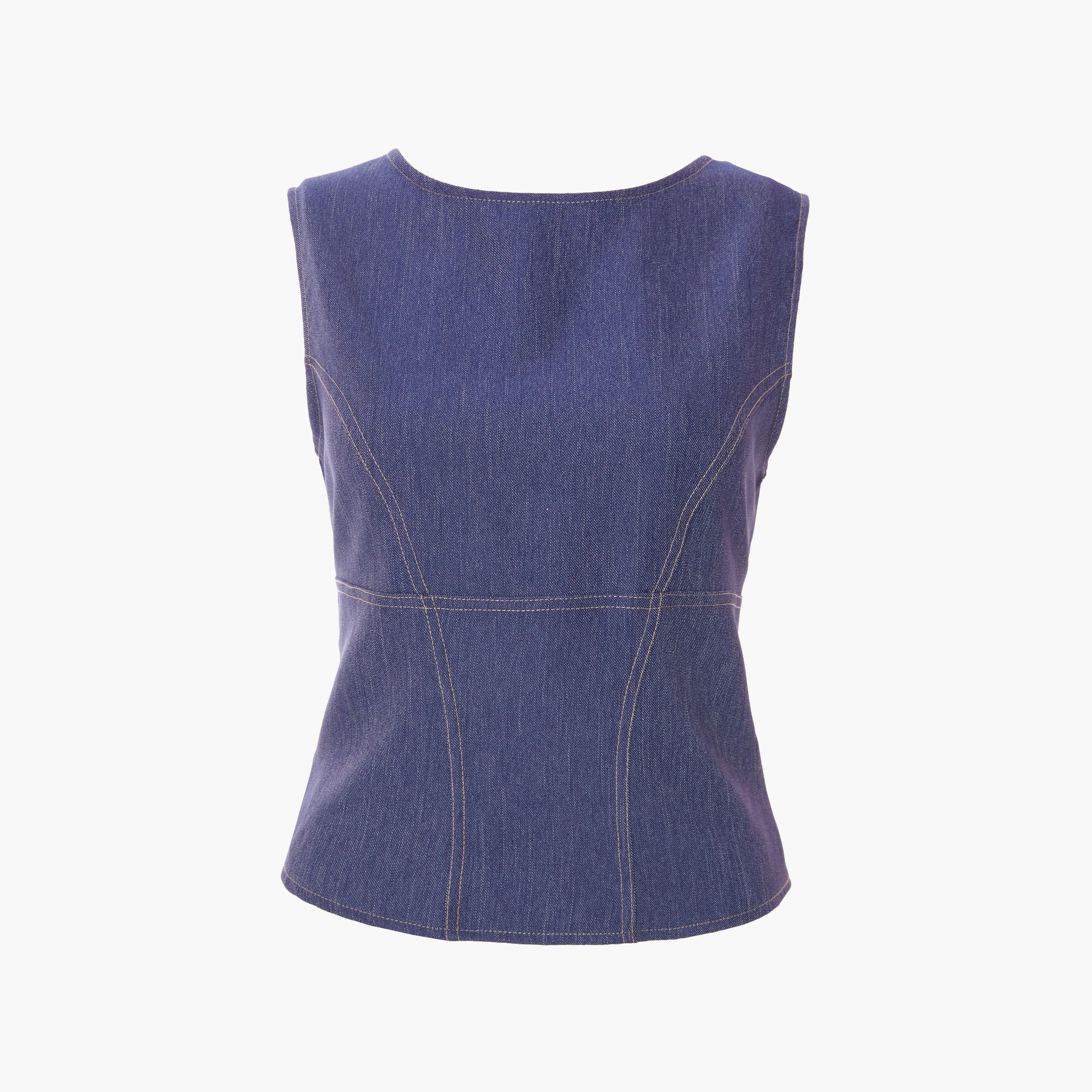 بلوزة نسائية دينم زرقاء بفتحة رقبة على شكل قارب من كويز-women-clothing-shirtsandblouses-blouses-image-5