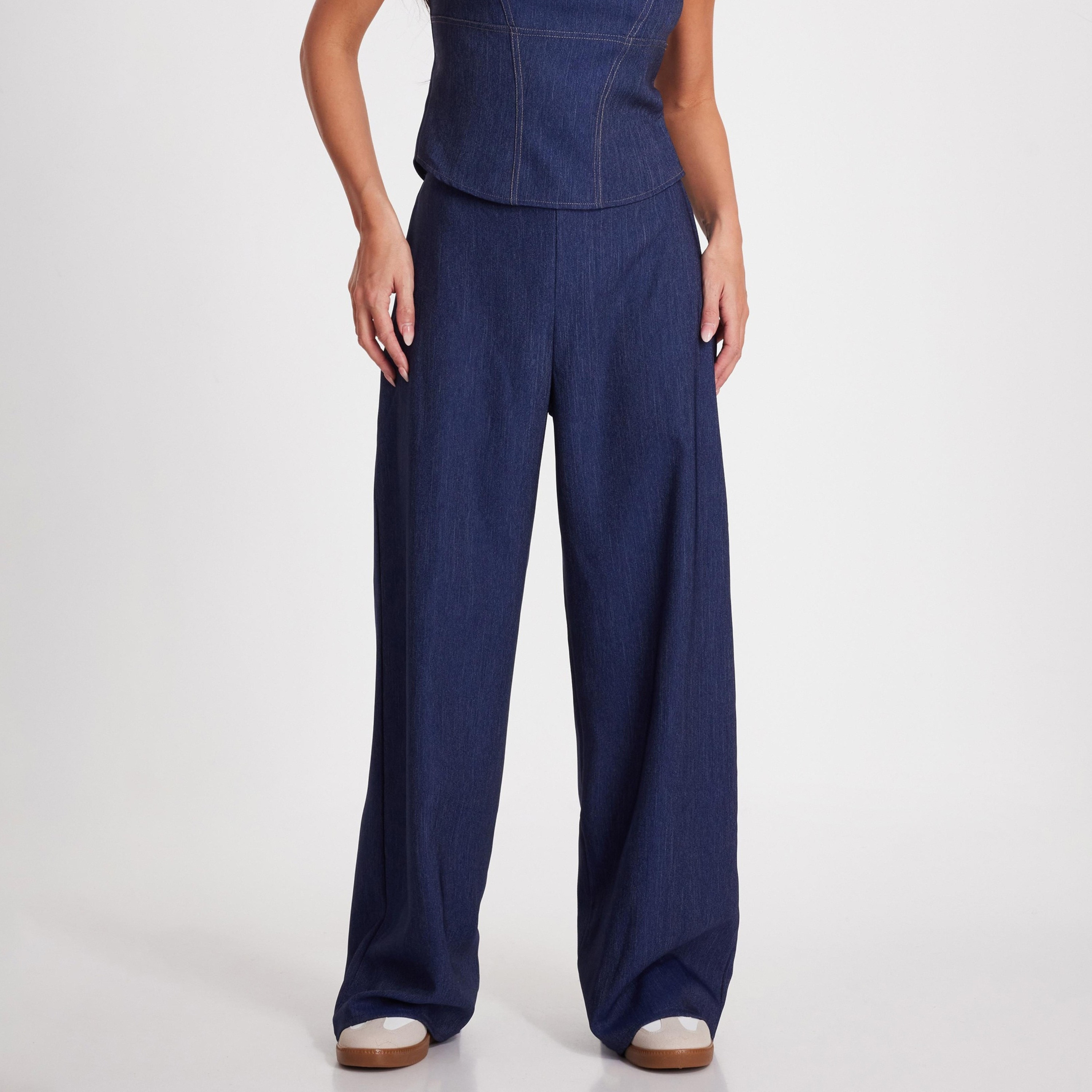 بنطلون جينز دينم أزرق نسائي واسع الساق من كويز-women-clothing-bottoms-trousers-image-1