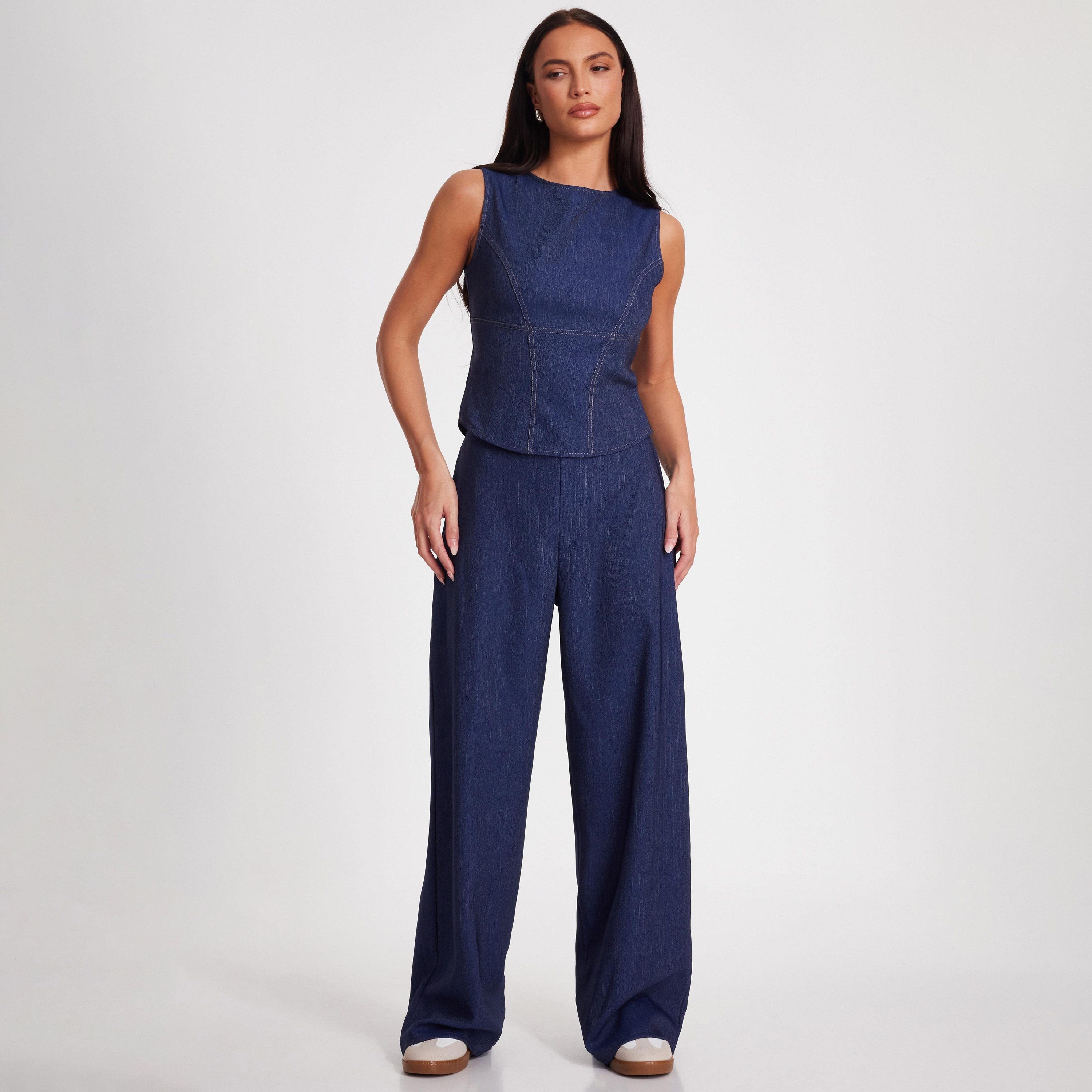 بنطلون جينز دينم أزرق نسائي واسع الساق من كويز-women-clothing-bottoms-trousers-image-2