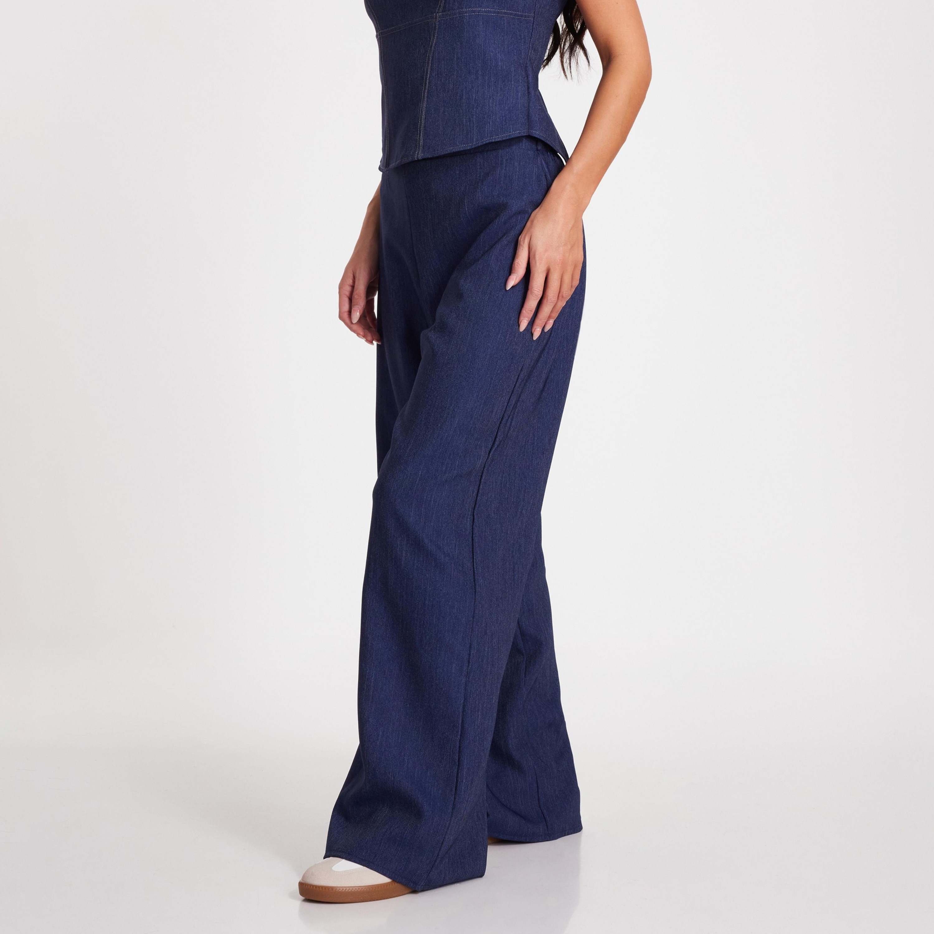 بنطلون جينز دينم أزرق نسائي واسع الساق من كويز-women-clothing-bottoms-trousers-image-3
