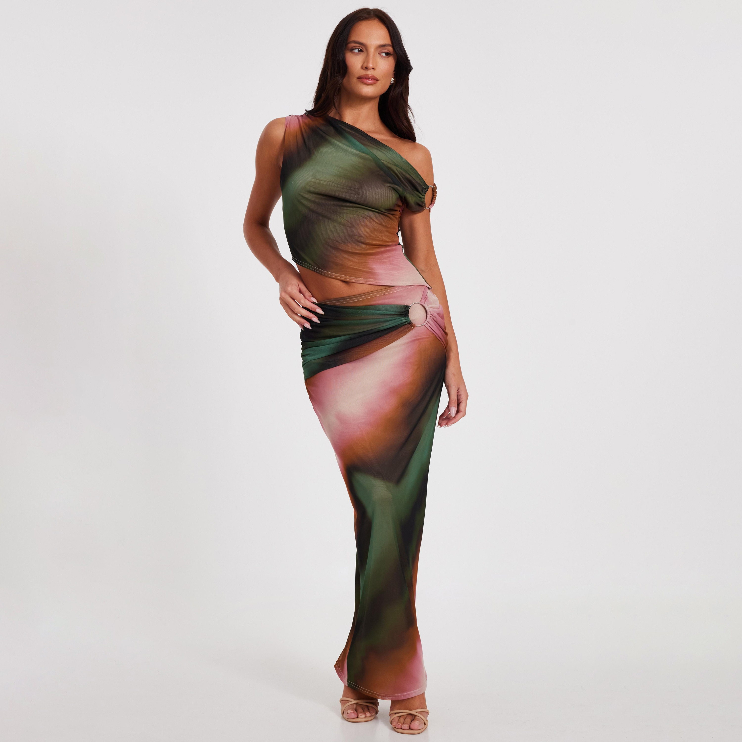 بلوزة نسائية ذات كتف واحد وربطة عنق خضراء من Quiz-women-clothing-shirtsandblouses-blouses-image-2
