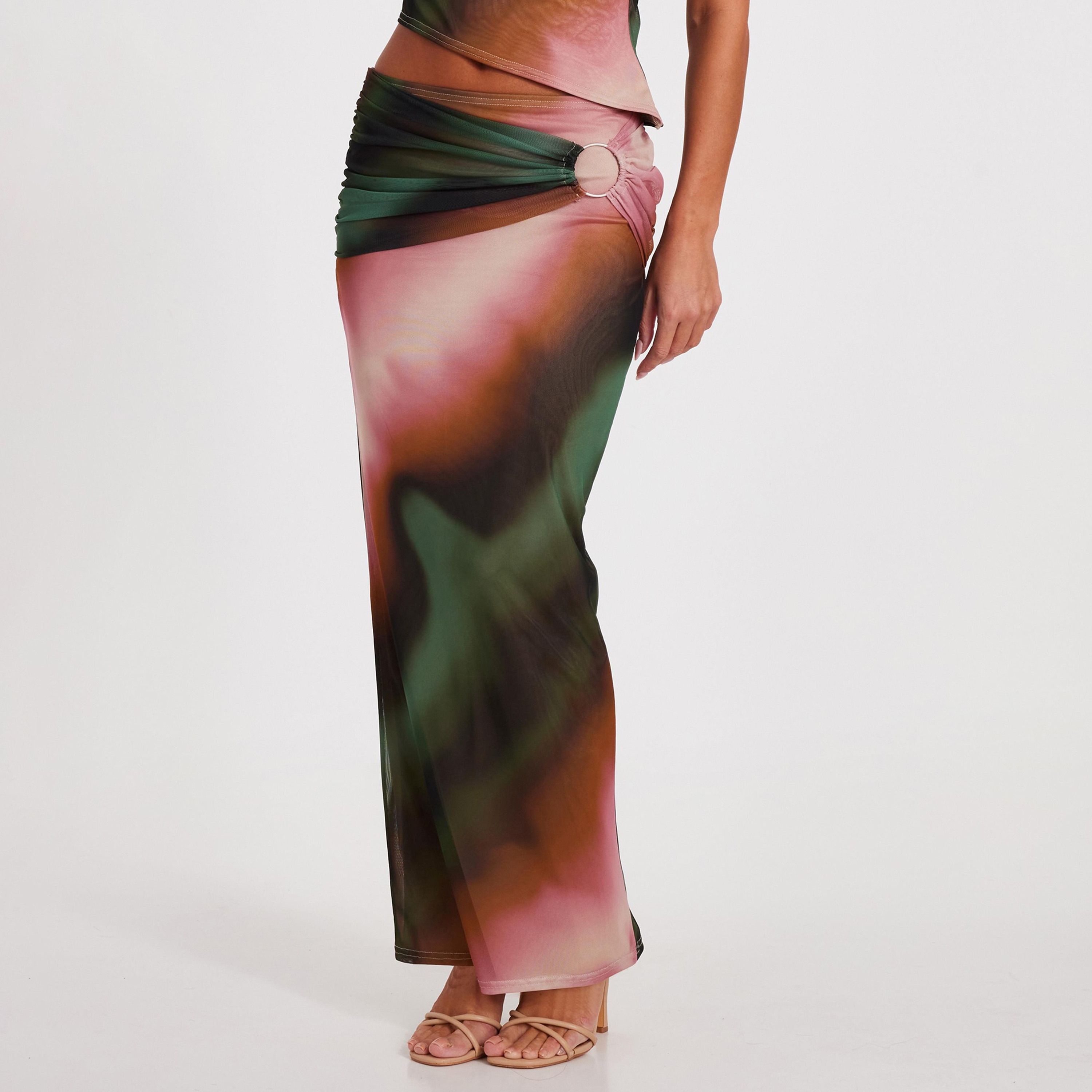 Quiz Green Tie and Dye Mesh Womens Maxi Skirt-women-clothing-bottoms-skirts-image-1