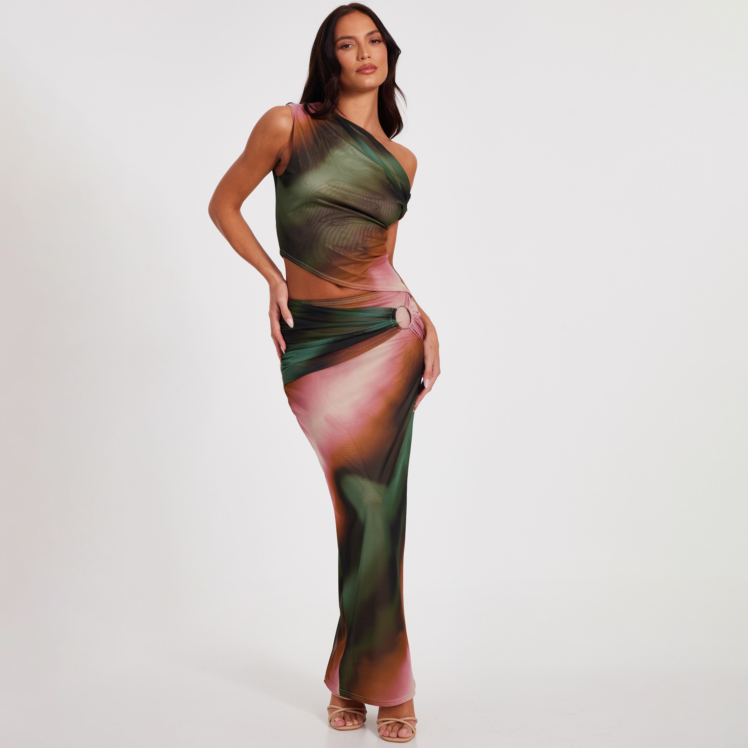 Quiz Green Tie and Dye Mesh Womens Maxi Skirt-women-clothing-bottoms-skirts-image-2