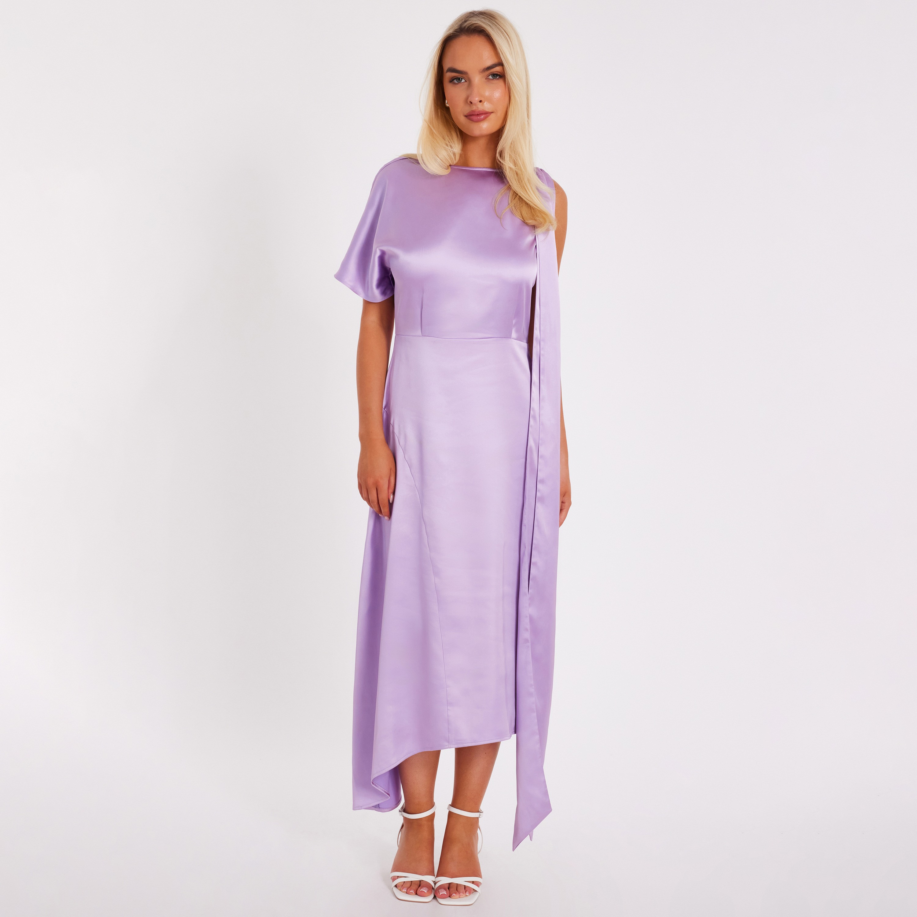 فستان ساتان أرجواني بأكمام واحدة غير متماثلة للنساء من كويز-women-clothing-dresses-image-1