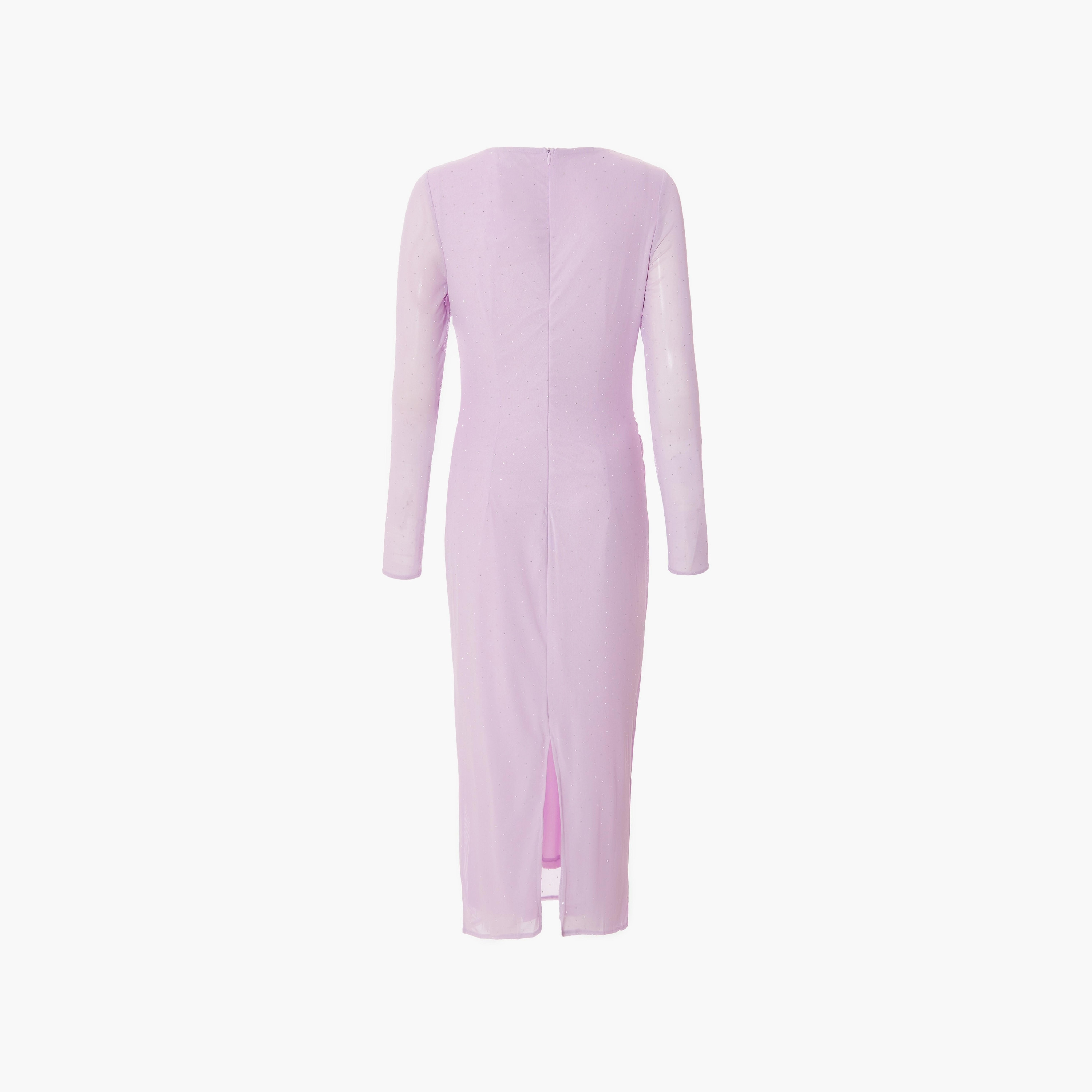 Quiz Lilac Hotfix Rhinestone Mesh Bodycon Women's Evening Midi Dress-women-clothing-dresses-image-6