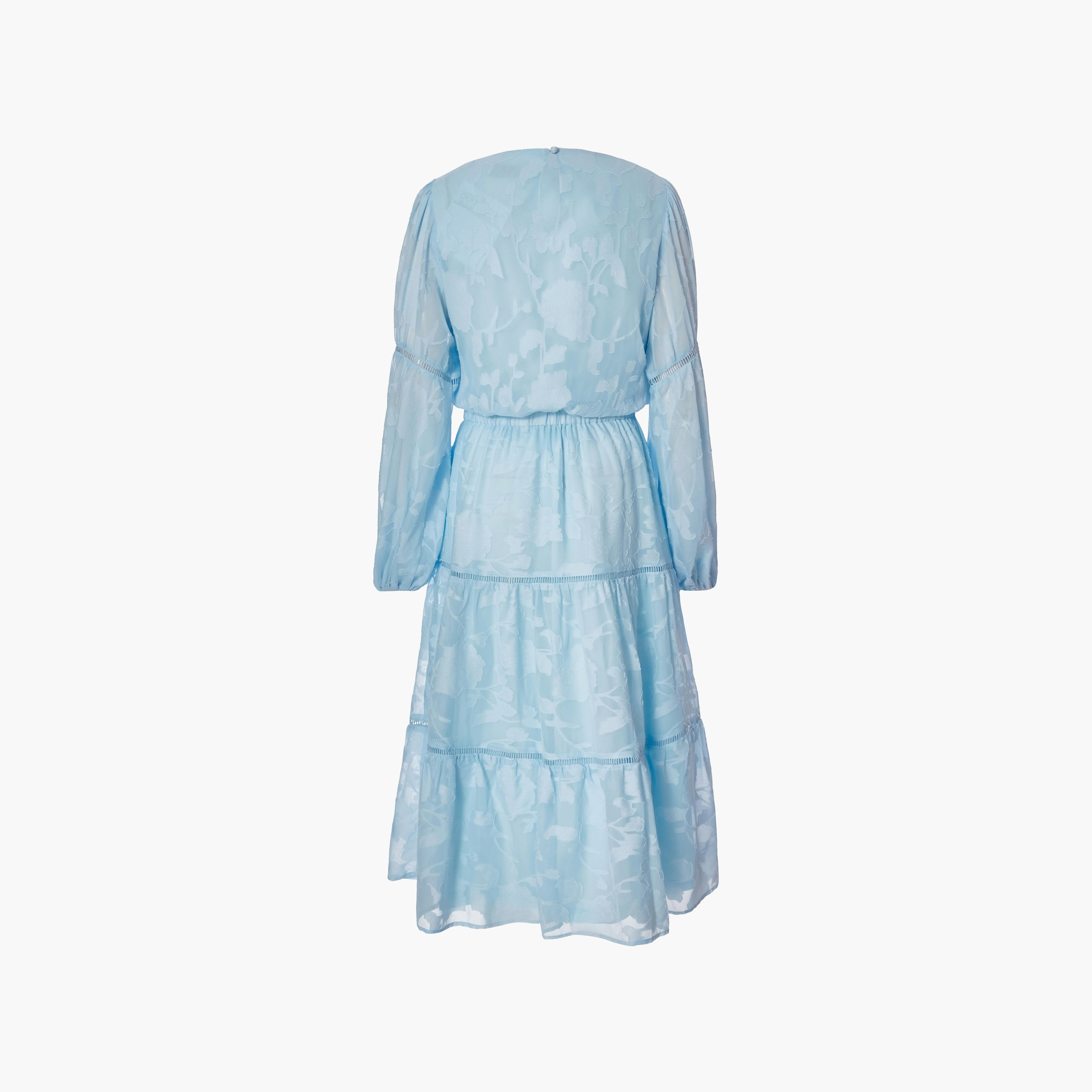 Quiz Textured Jacquard Elasticated Sleeves Tiered Women's Maxi Dress-women-clothing-dresses-image-2