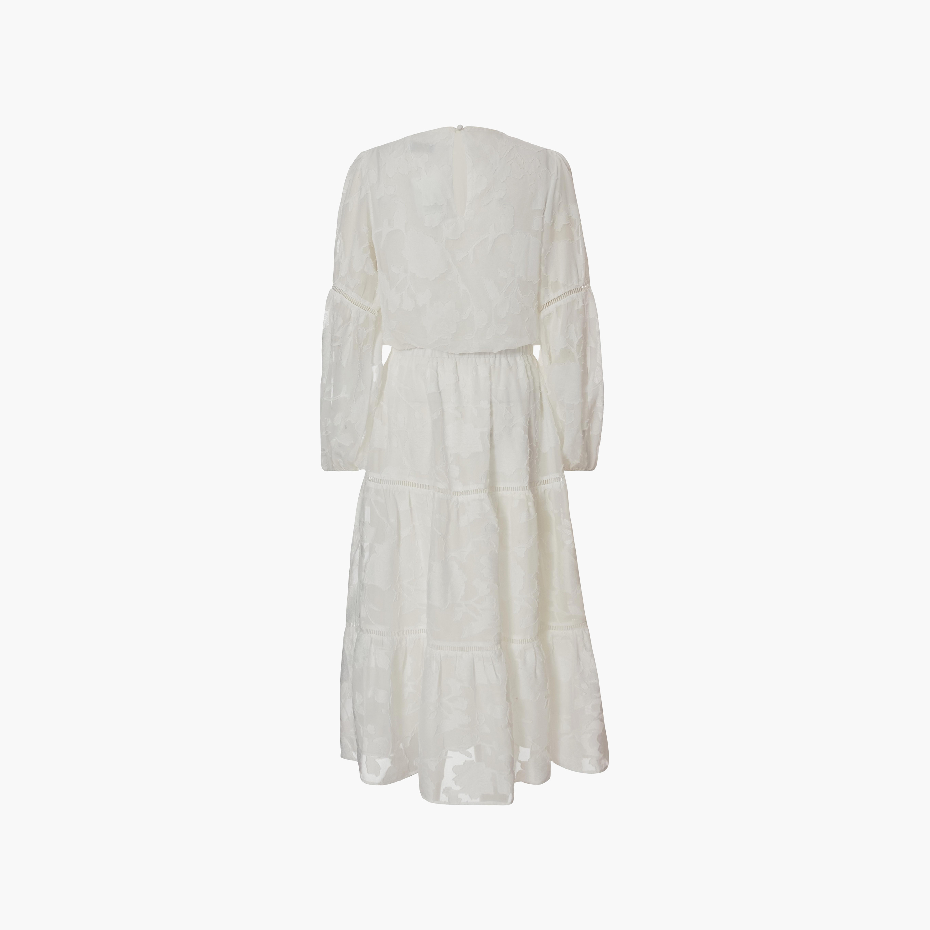 فستان ماكسي نسائي متعدد الطبقات بأكمام مرنة من قماش الجاكار المنسوج من كويز-women-clothing-dresses-image-6