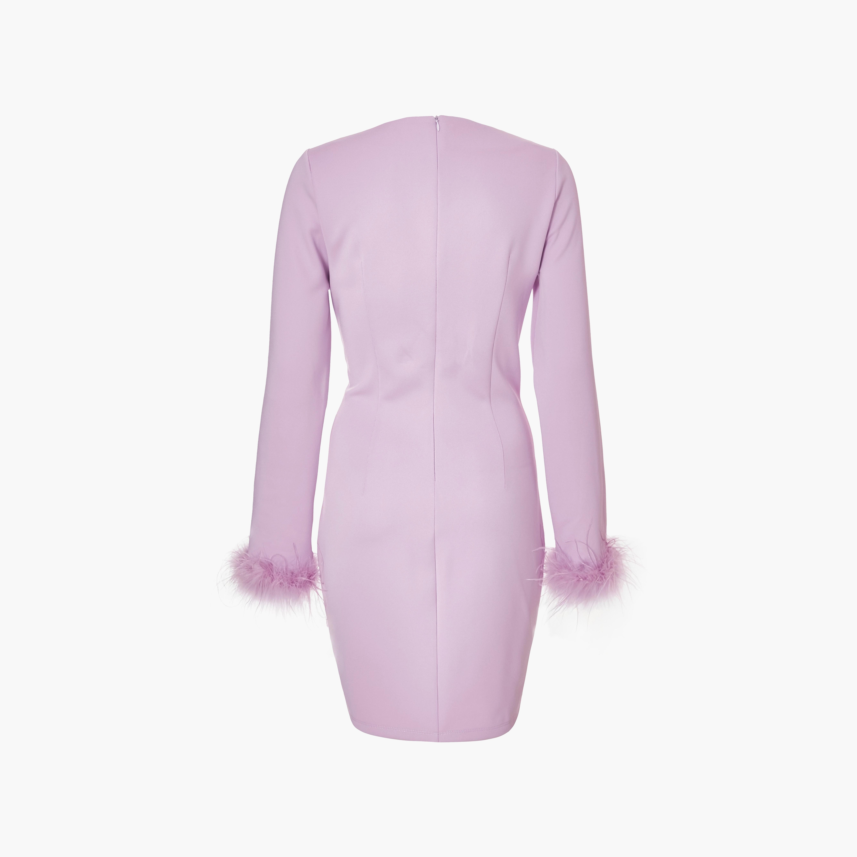 فستان سكوبا بدي كون قصير للنساء باللون الأرجواني مع حواف من الريش من كويز-women-clothing-dresses-image-5
