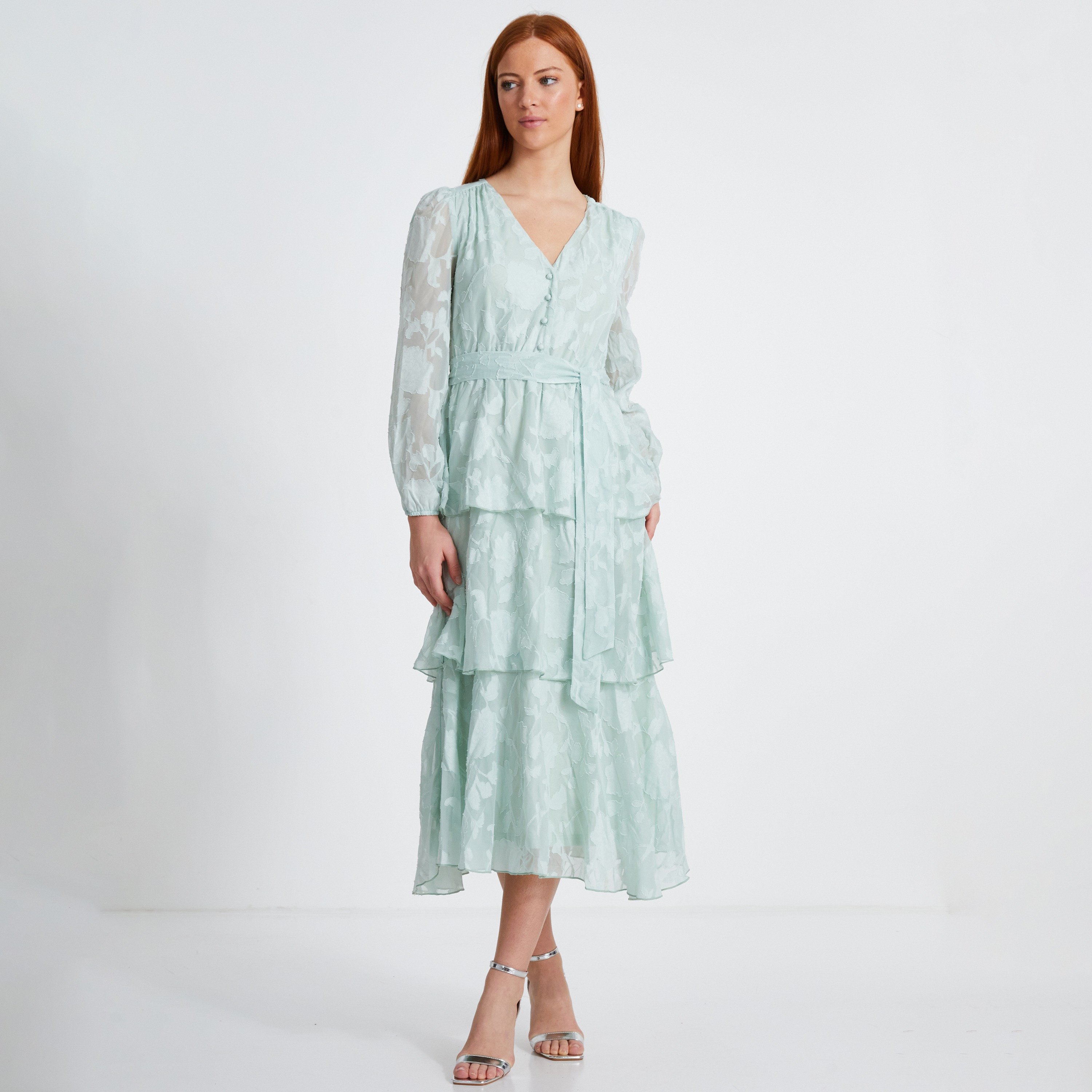 فستان جاكار متوسط الطول للنساء من كويز-women-clothing-dresses-image-1