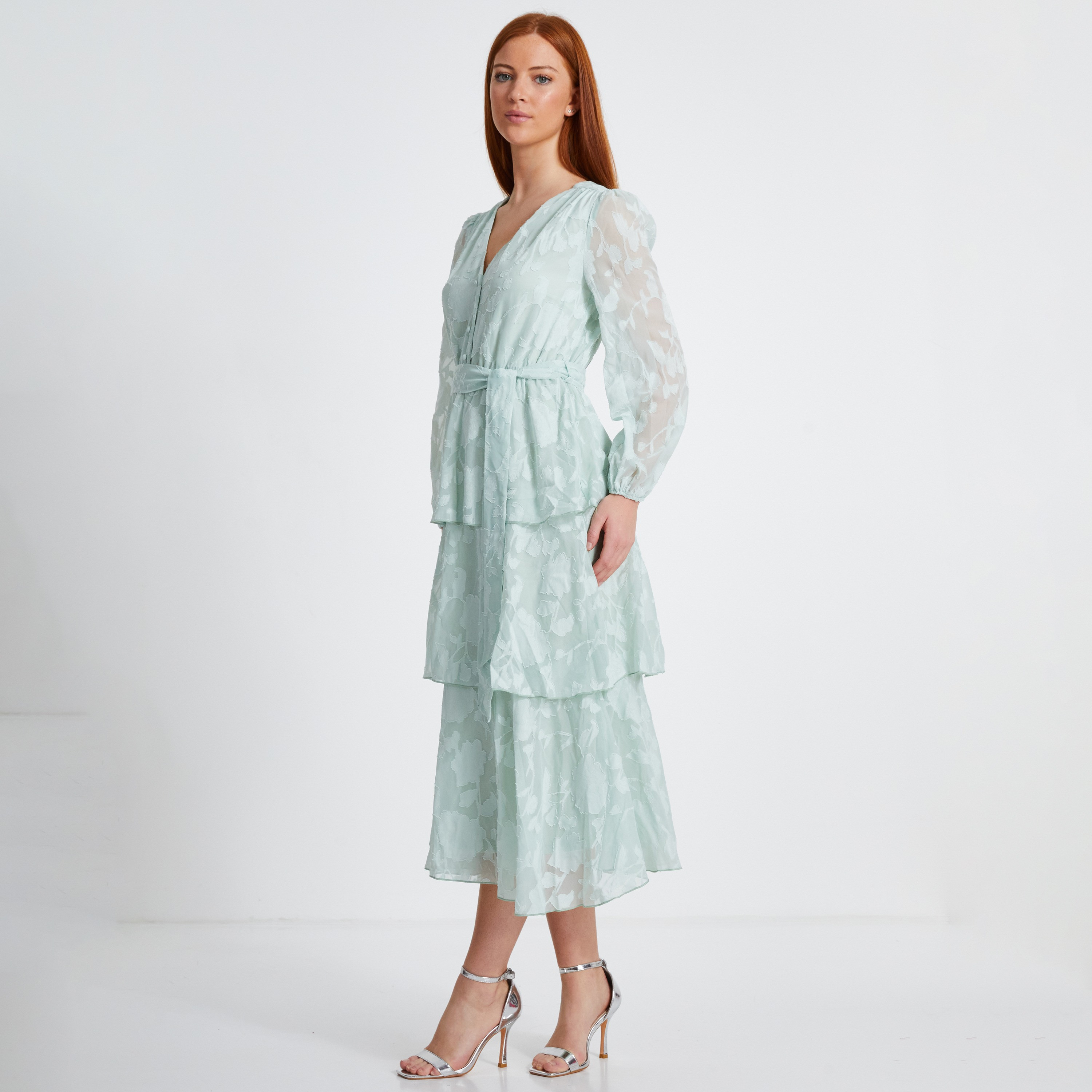 فستان جاكار متوسط الطول للنساء من كويز-women-clothing-dresses-image-2