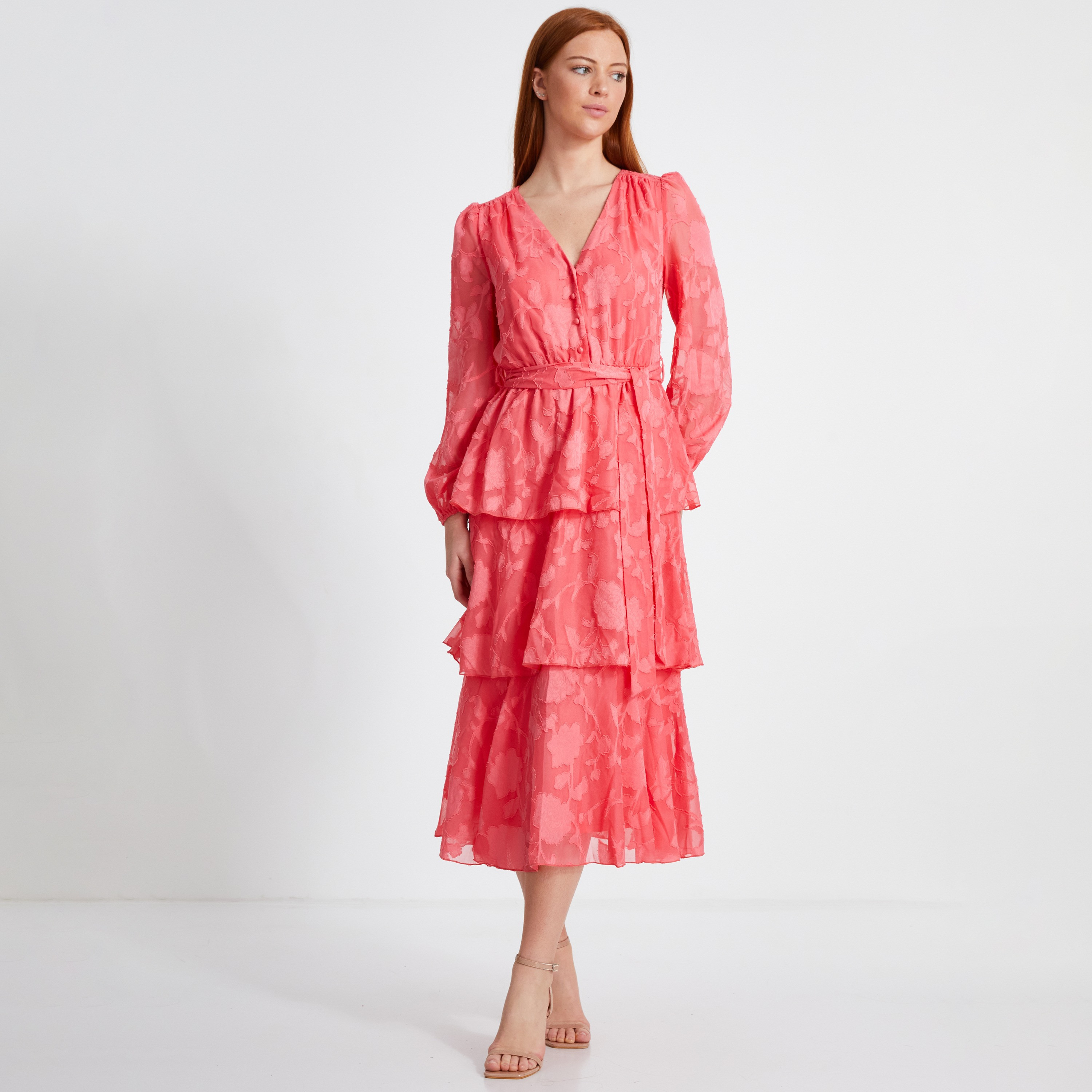 فستان جاكار متوسط الطول للنساء من كويز-women-clothing-dresses-image-5