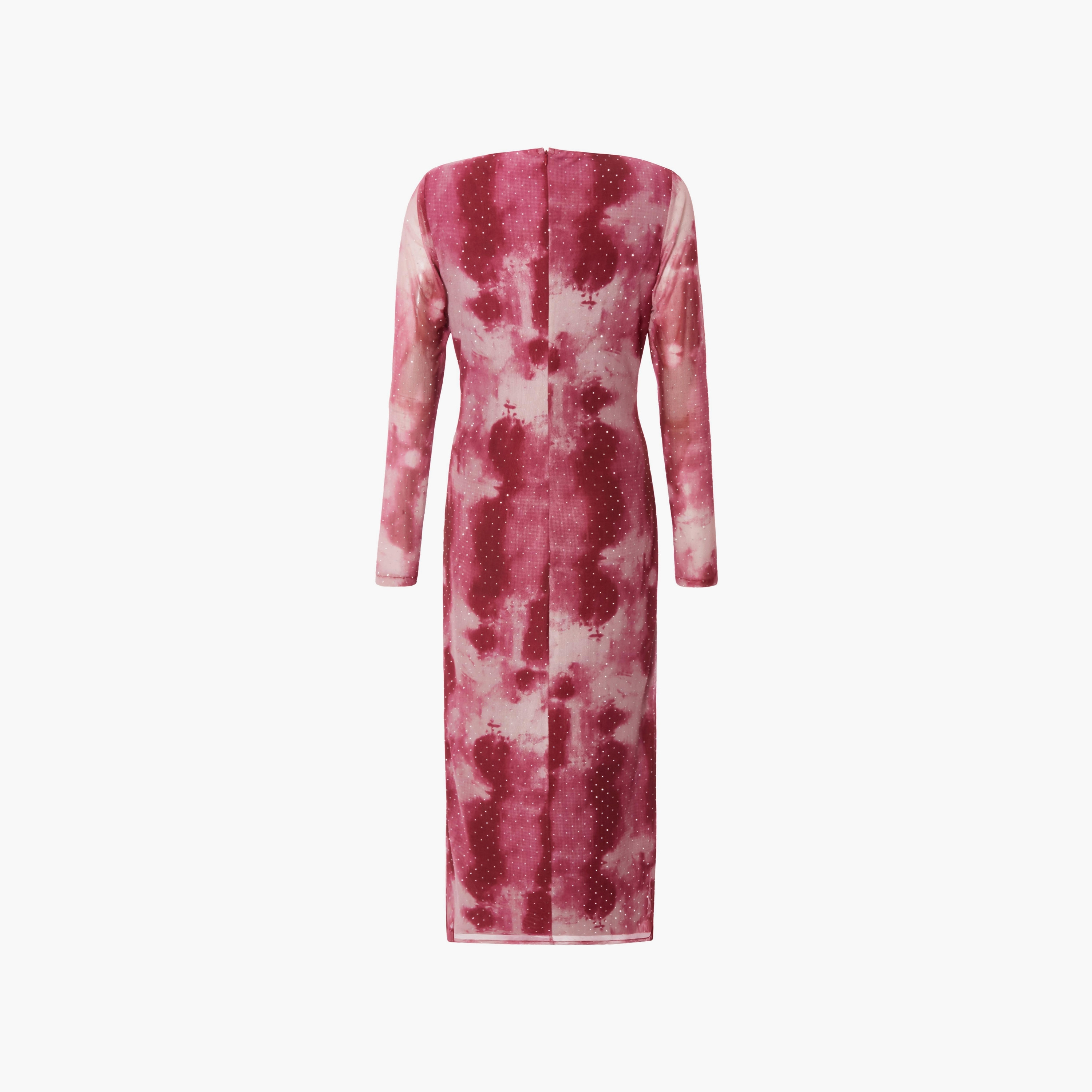فستان سهرة نسائي متوسط ​​الطول بطبعة رخامية باللون الوردي الداكن من Quiz-women-clothing-dresses-image-6