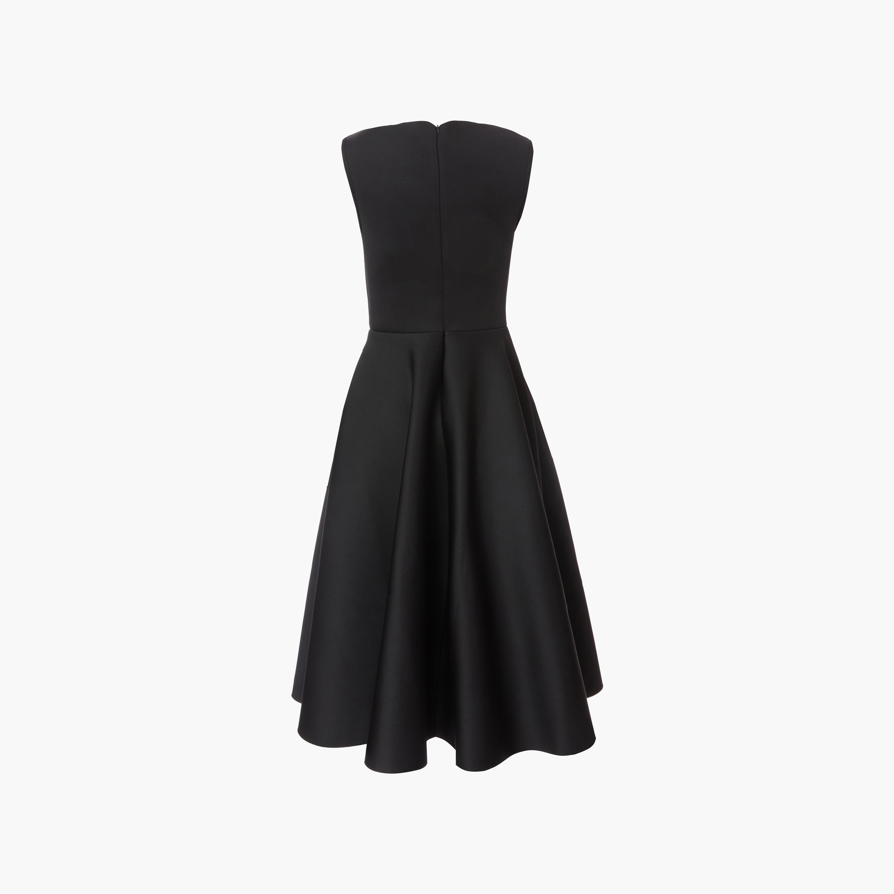 فستان أسود متوسط الطول من قماش الكريب سكوبا بياقة عالية وتصميم A للنساء من كويز-women-clothing-dresses-image-6
