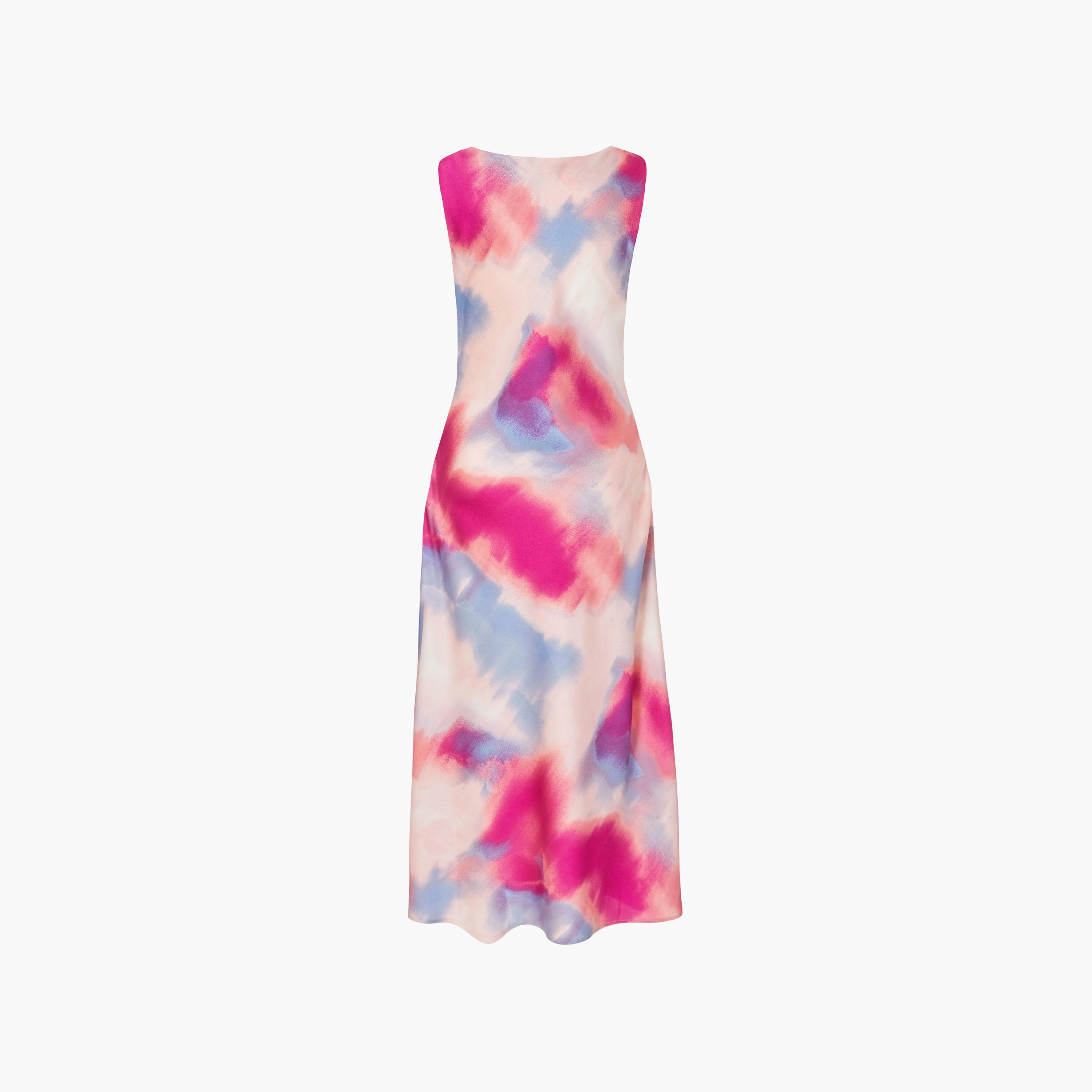 Quiz Tie-Dye Satin Cowl Neck Slip Pink Women's Midi Dress-women-clothing-dresses-image-6