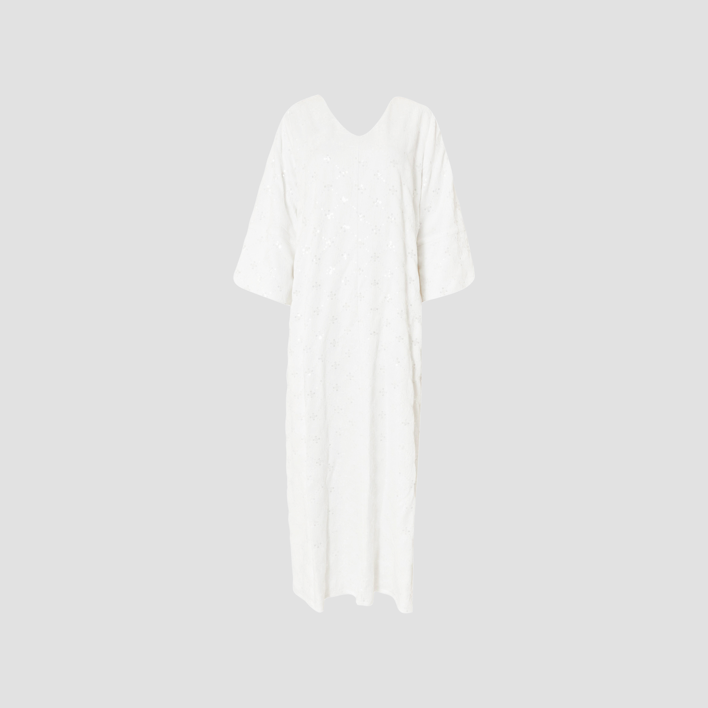 فستان نسائي من قماش الجاكار المزين بالترتر - أبيض من كويز-women-clothing-dresses-image-5