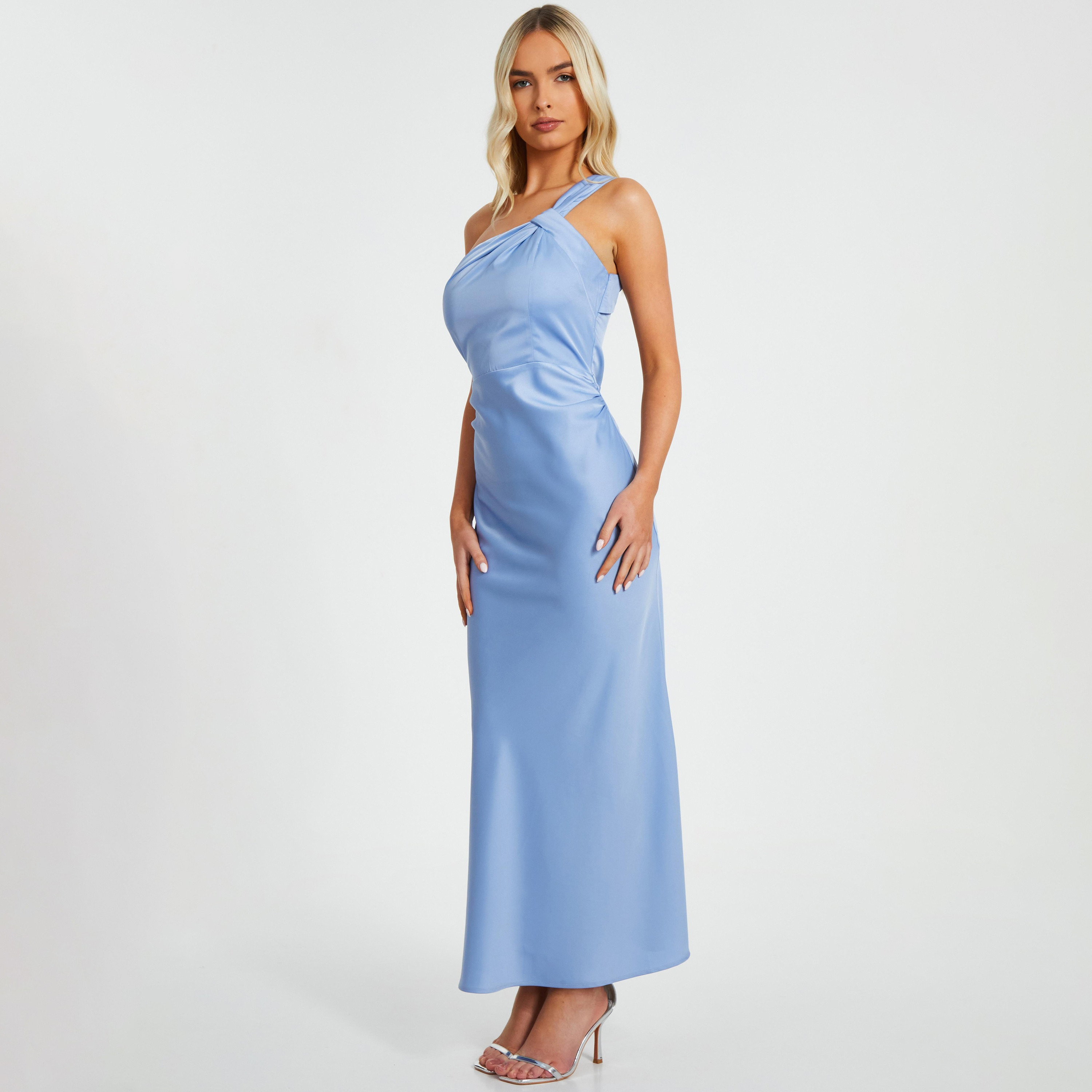 Quiz One Shoulder Slip Blue Women's Maxi Dress-women-clothing-dresses-image-2