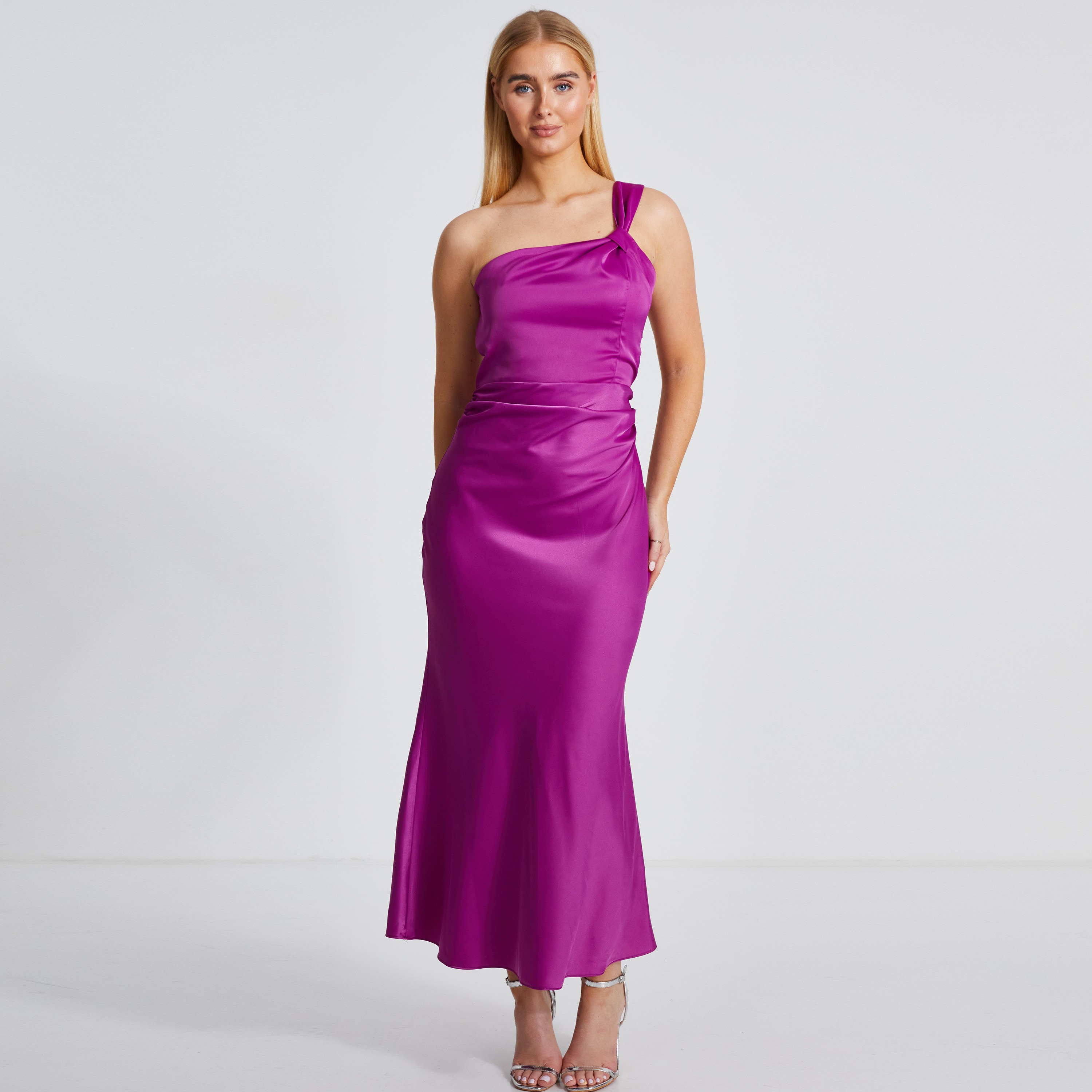 فستان ماكسي وردي بكتف واحد للنساء من كويز-women-clothing-dresses-image-1