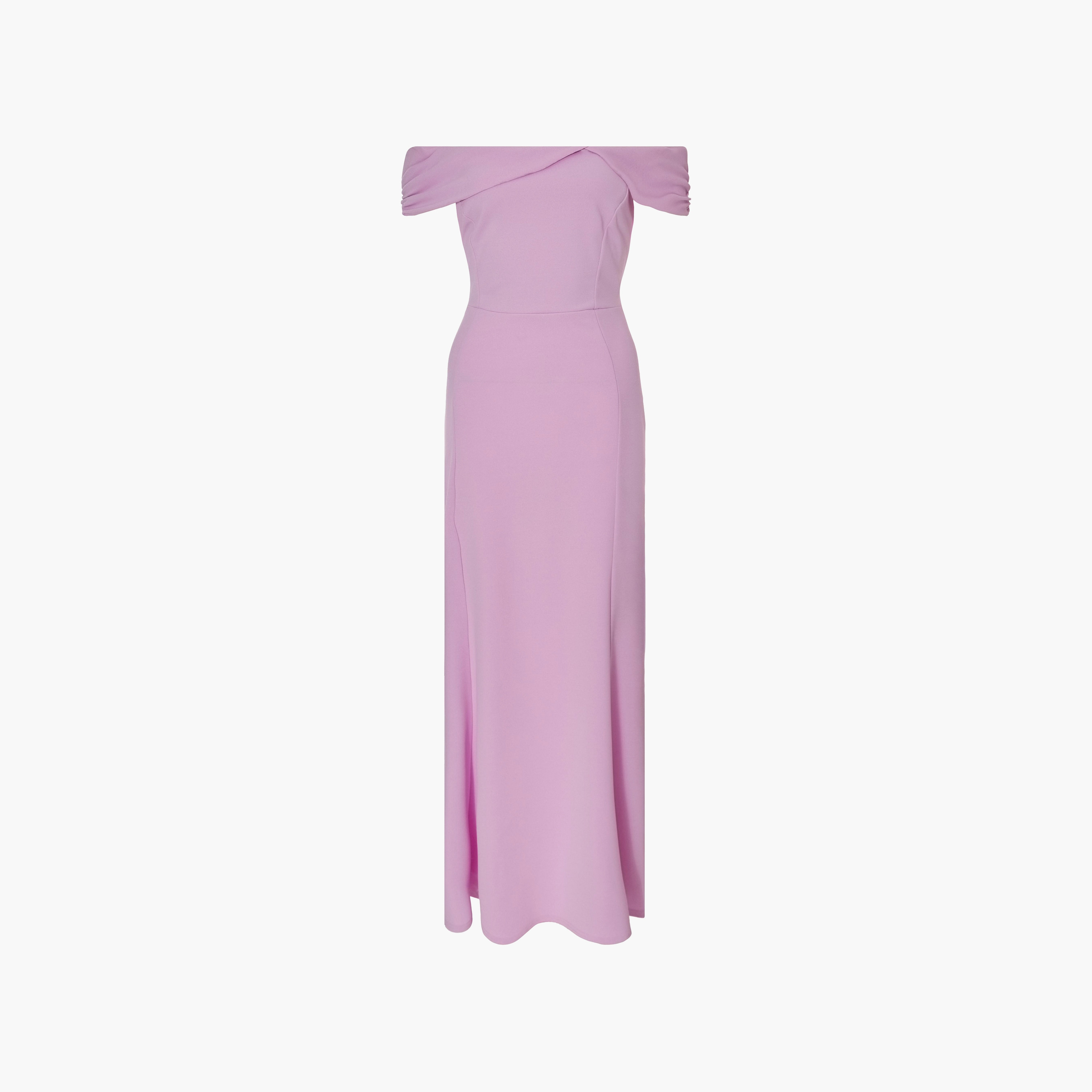 فستان سهرة ماكسي نسائي سكوبا كريب برقبة باردة وحورية البحر باللون الأرجواني من كويز-women-clothing-dresses-image-5