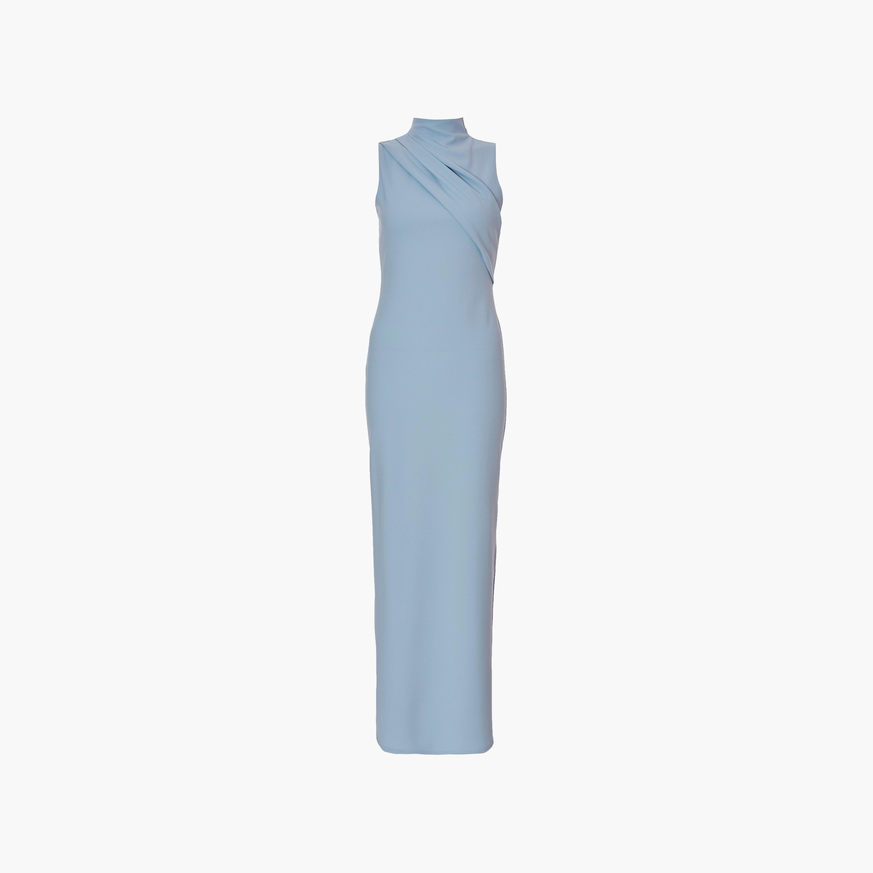 Quiz Pale Blue Suba Crepe High Neck Bodycon Women's Maxi Dress-women-clothing-dresses-image-5
