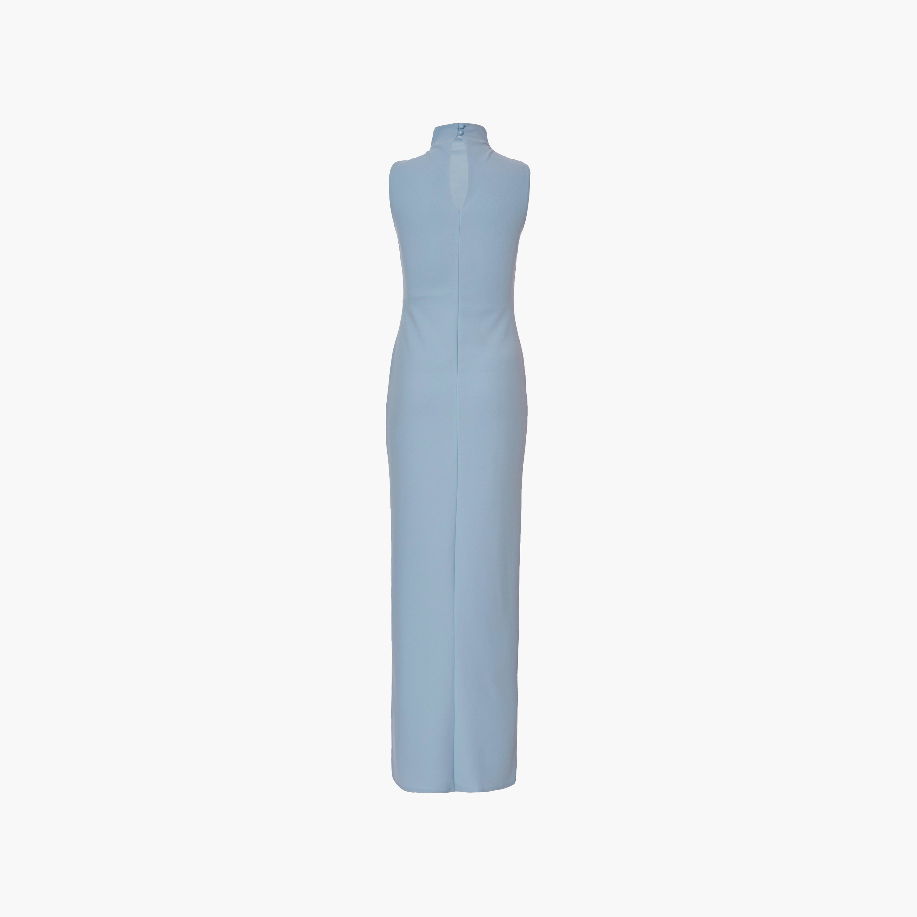 Quiz Pale Blue Suba Crepe High Neck Bodycon Women's Maxi Dress-women-clothing-dresses-image-6