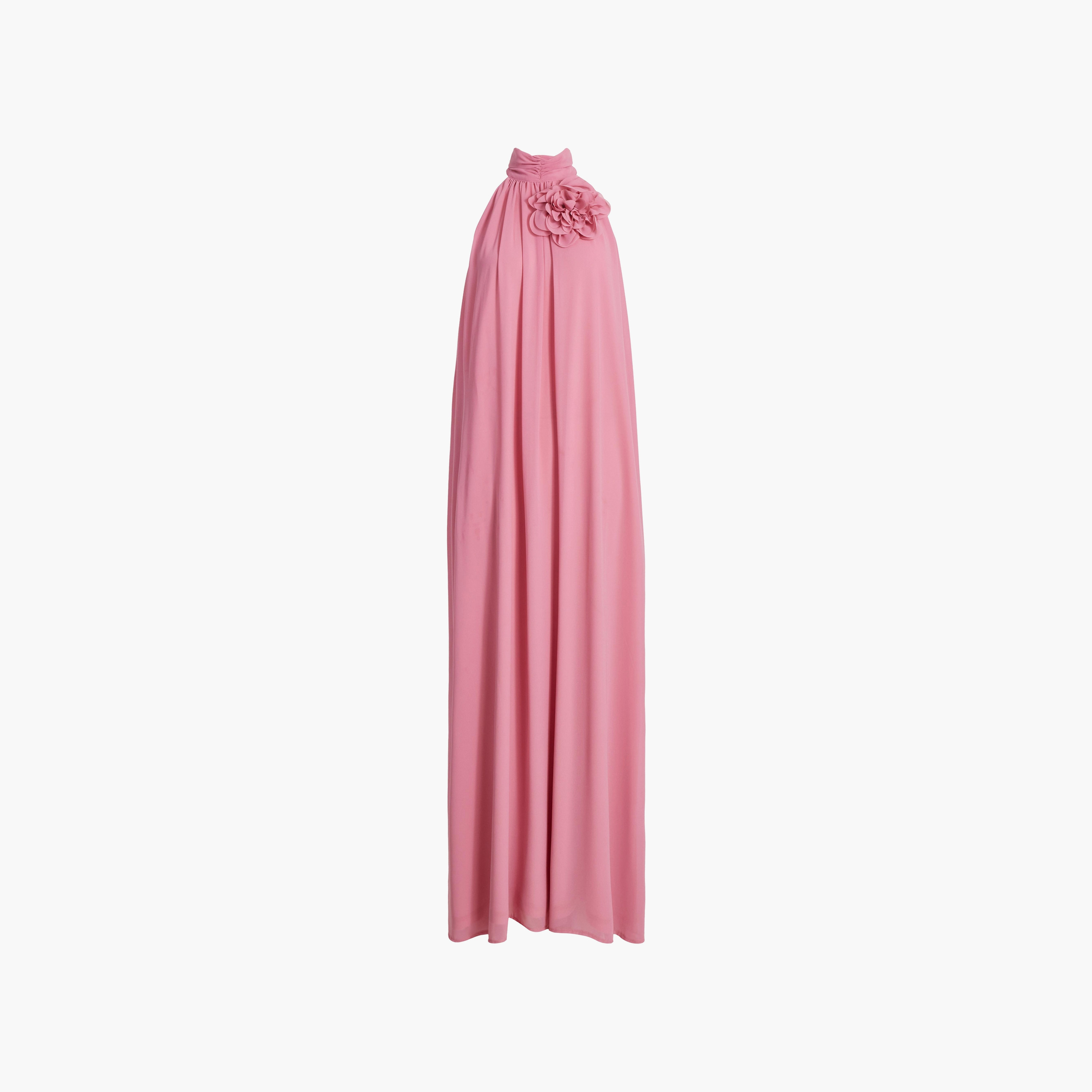فستان ماكسي وردي اللون للنساء مع رقبة على شكل حرف V من الشيفون من كويز-women-clothing-dresses-image-5