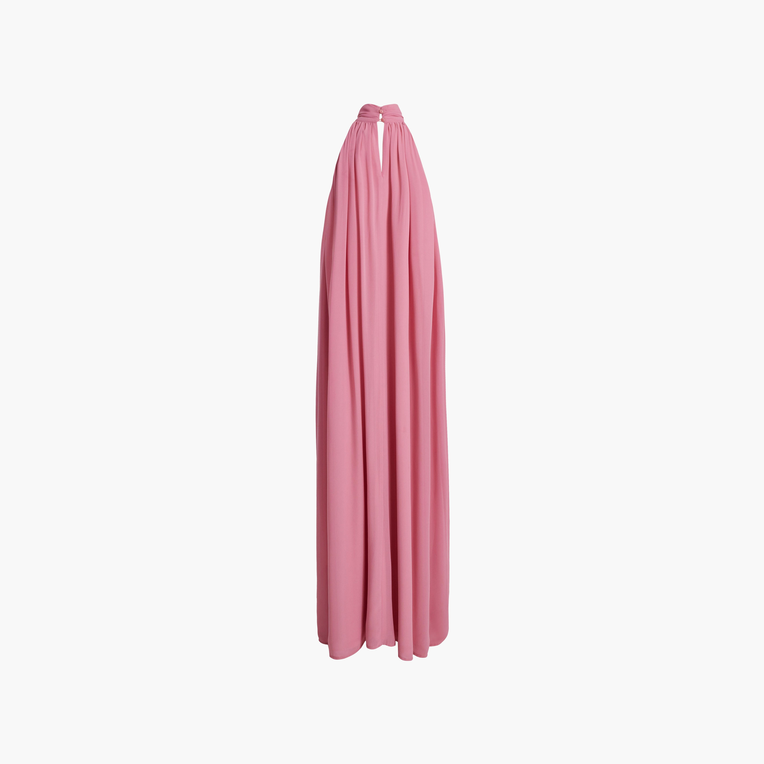 فستان ماكسي وردي اللون للنساء مع رقبة على شكل حرف V من الشيفون من كويز-women-clothing-dresses-image-6