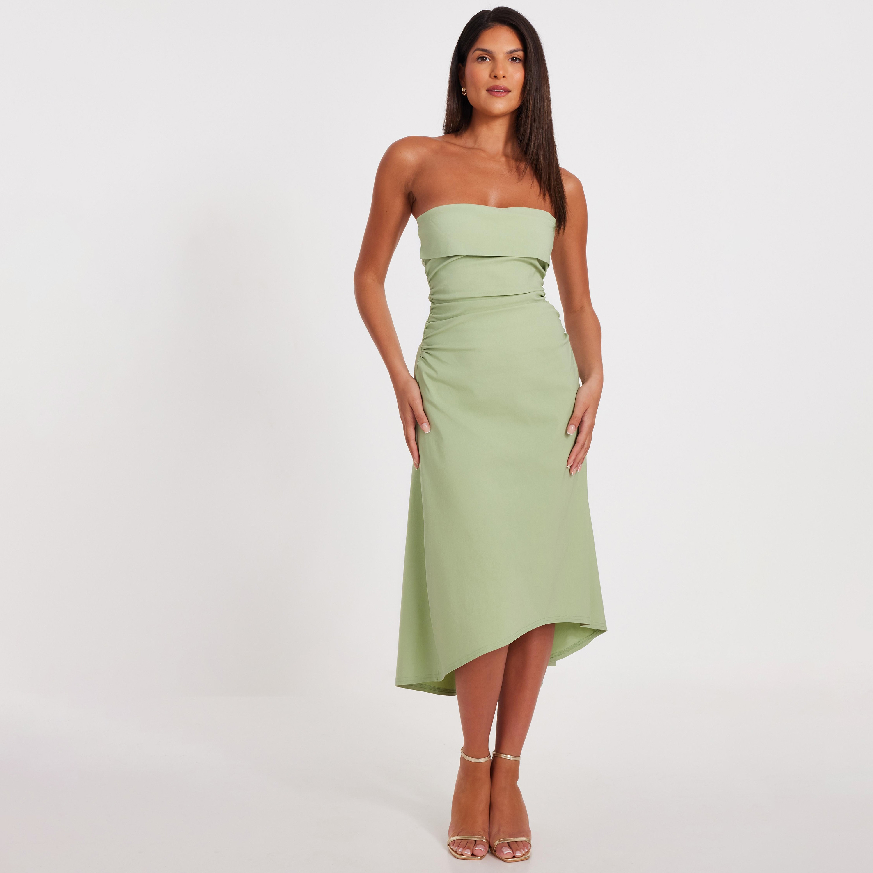 Quiz Sage Bengaline Bandeau Women's Midi Dress-women-clothing-dresses-image-1