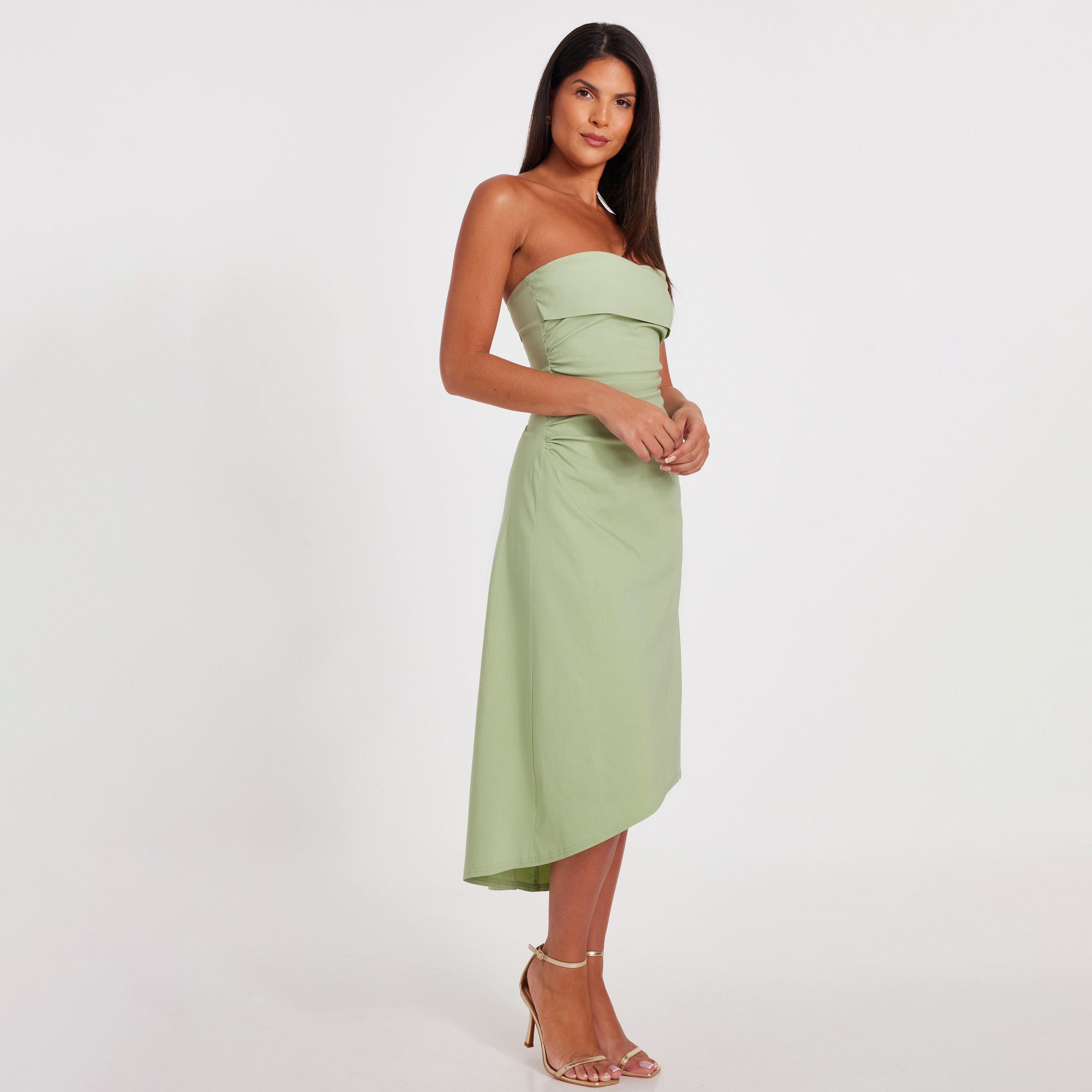 Quiz Sage Bengaline Bandeau Women's Midi Dress-women-clothing-dresses-image-2