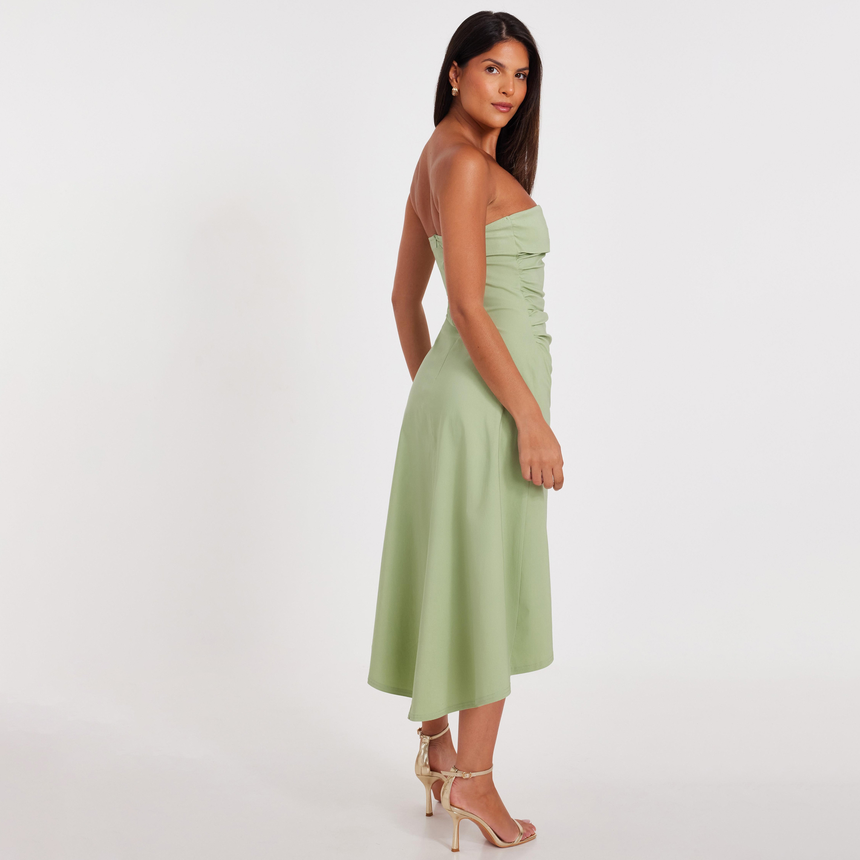Quiz Sage Bengaline Bandeau Women's Midi Dress-women-clothing-dresses-image-3